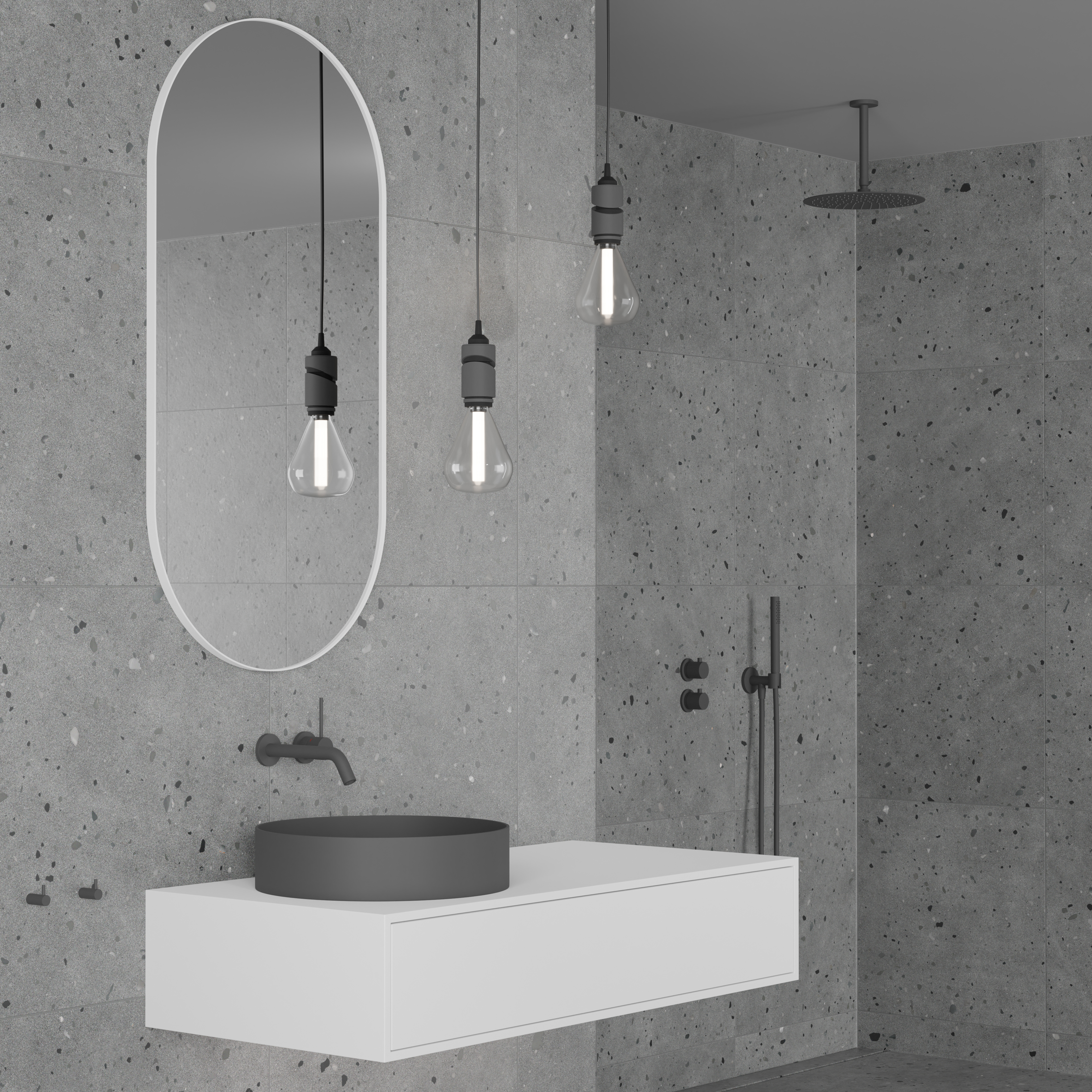 Takduschset Scandtap Steel Harmonized 2Z för Inbyggnad