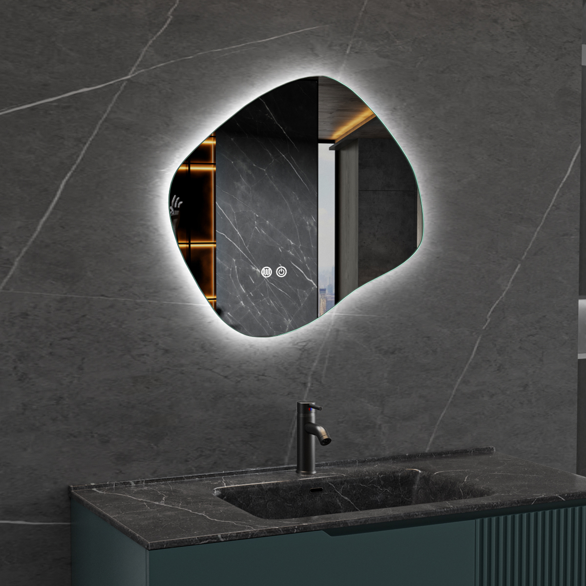 Badrumsspegel Lyfco med LED-Belysning 80x72 cm