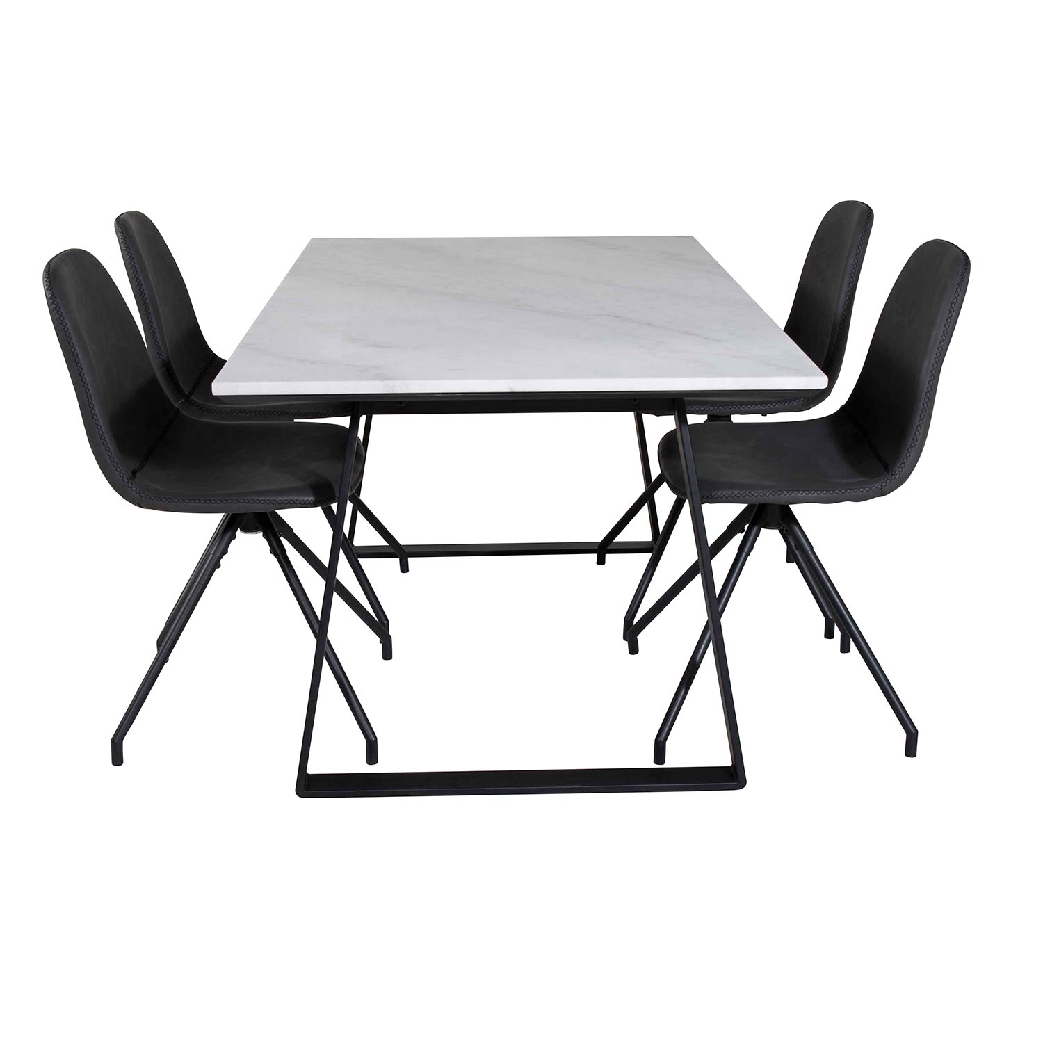 Matgrupp Venture Home Estelle 140 med 4 Pobbie Snurrfunktion Stolar Konstläder