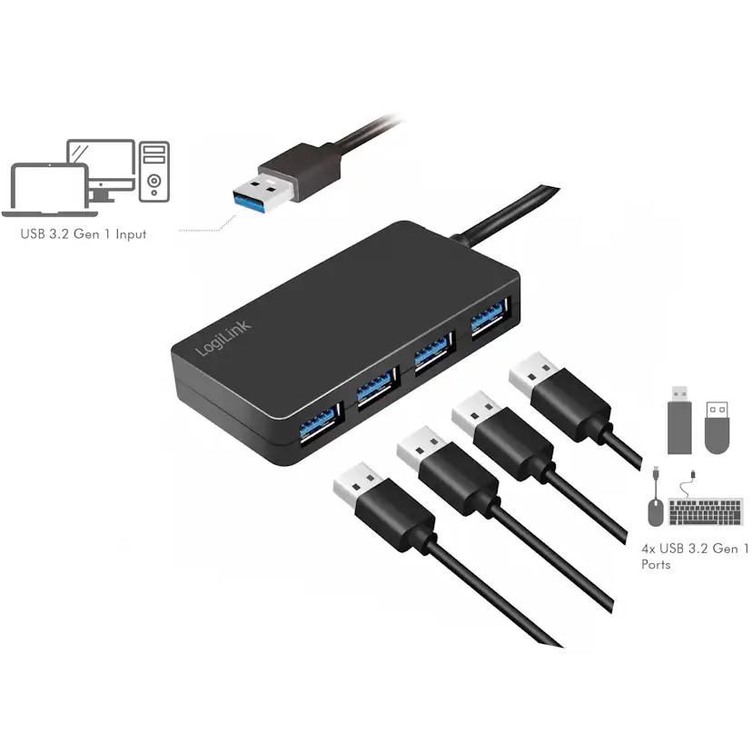 USB 3.0-hub LogiLink 3.2 Gen1 4 USB-A-portar