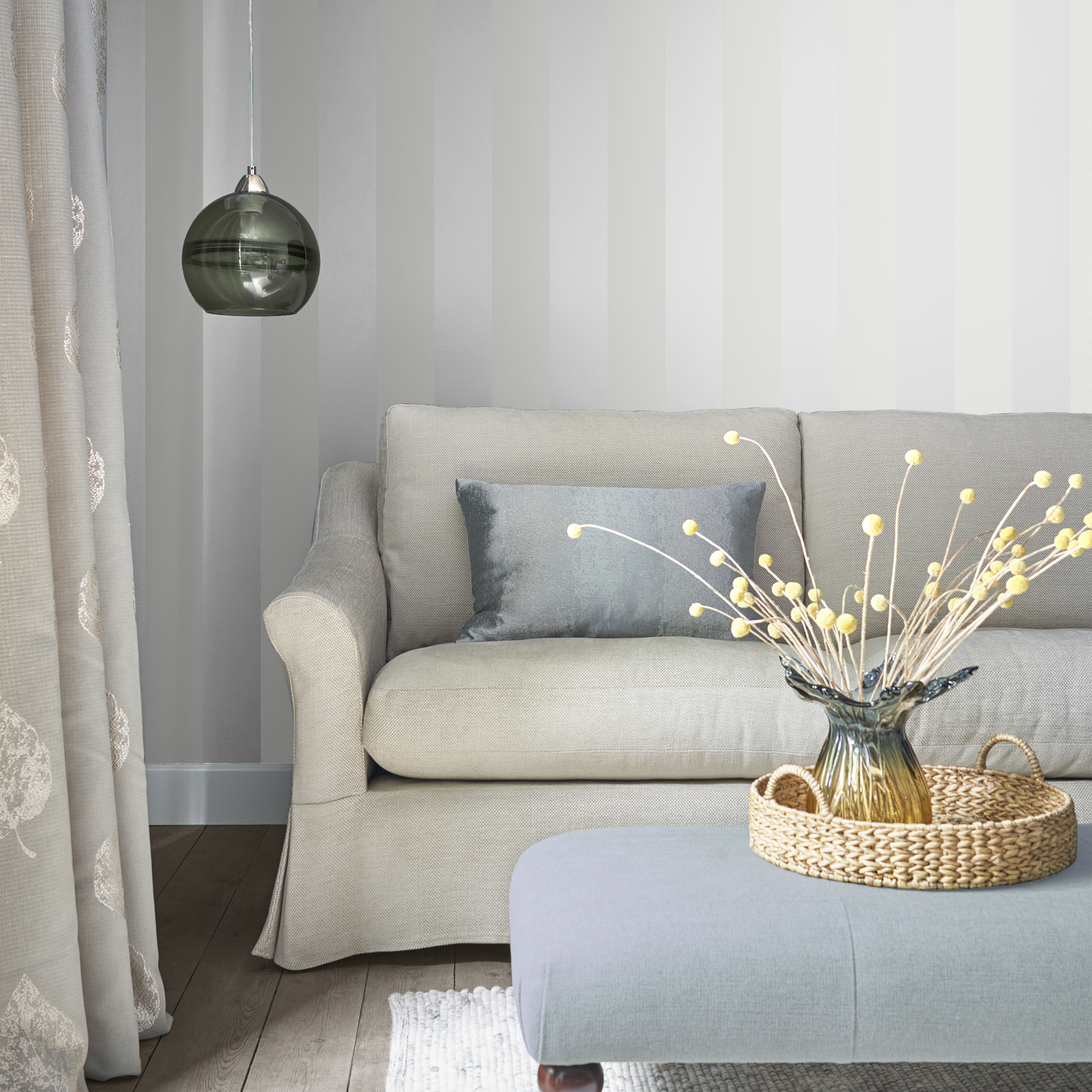 Tapet Laura Ashley Lille Pearlescent Streifen Vit