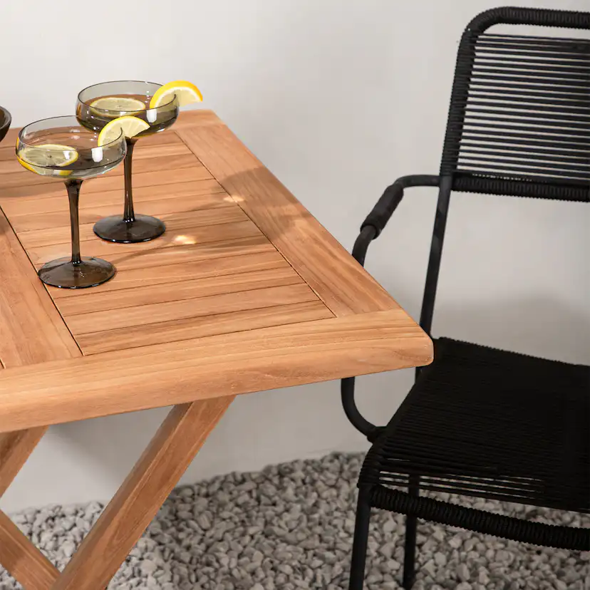 Cafébord Venture Home Kenya 70x70cm, Hopfällbart Träbord i Teak till Uteplatsen