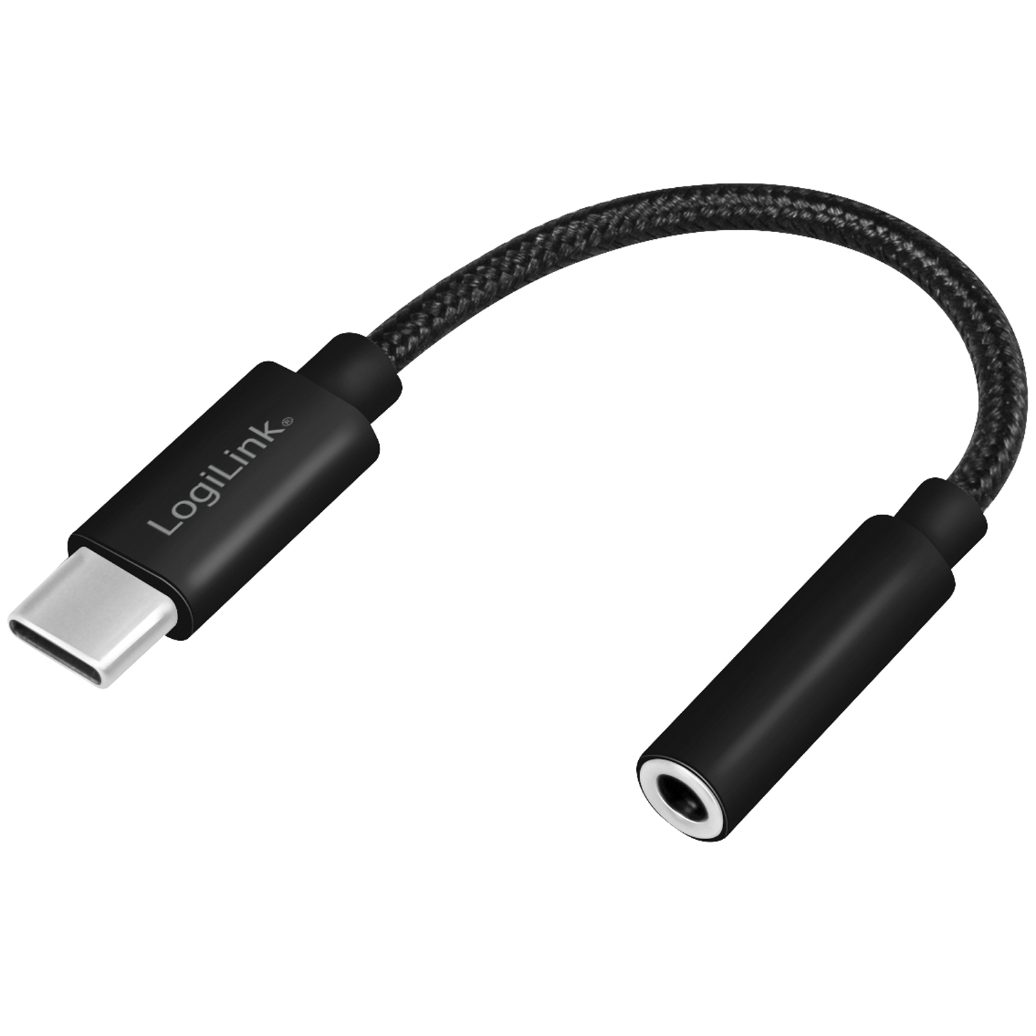 USB-C 3,5mm-ljudadapter LogiLink Med DAC 13cm Nylonkabel