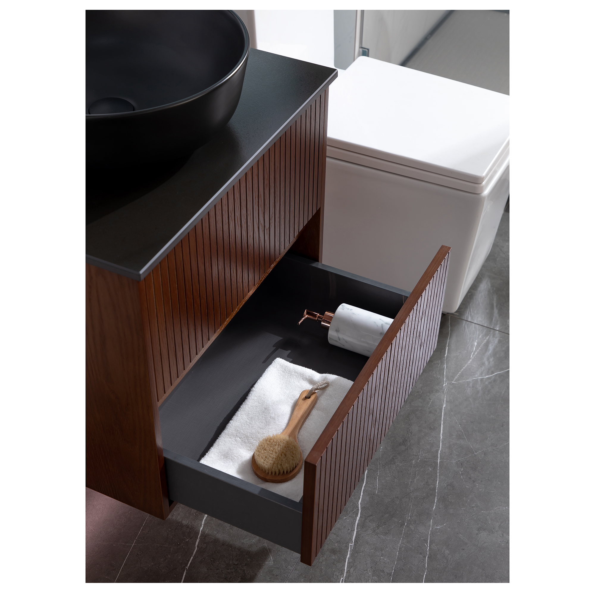 Washbasin Cabinet Bathlife FÖRTJUST 60 Brown oak Bredd: 600 mm