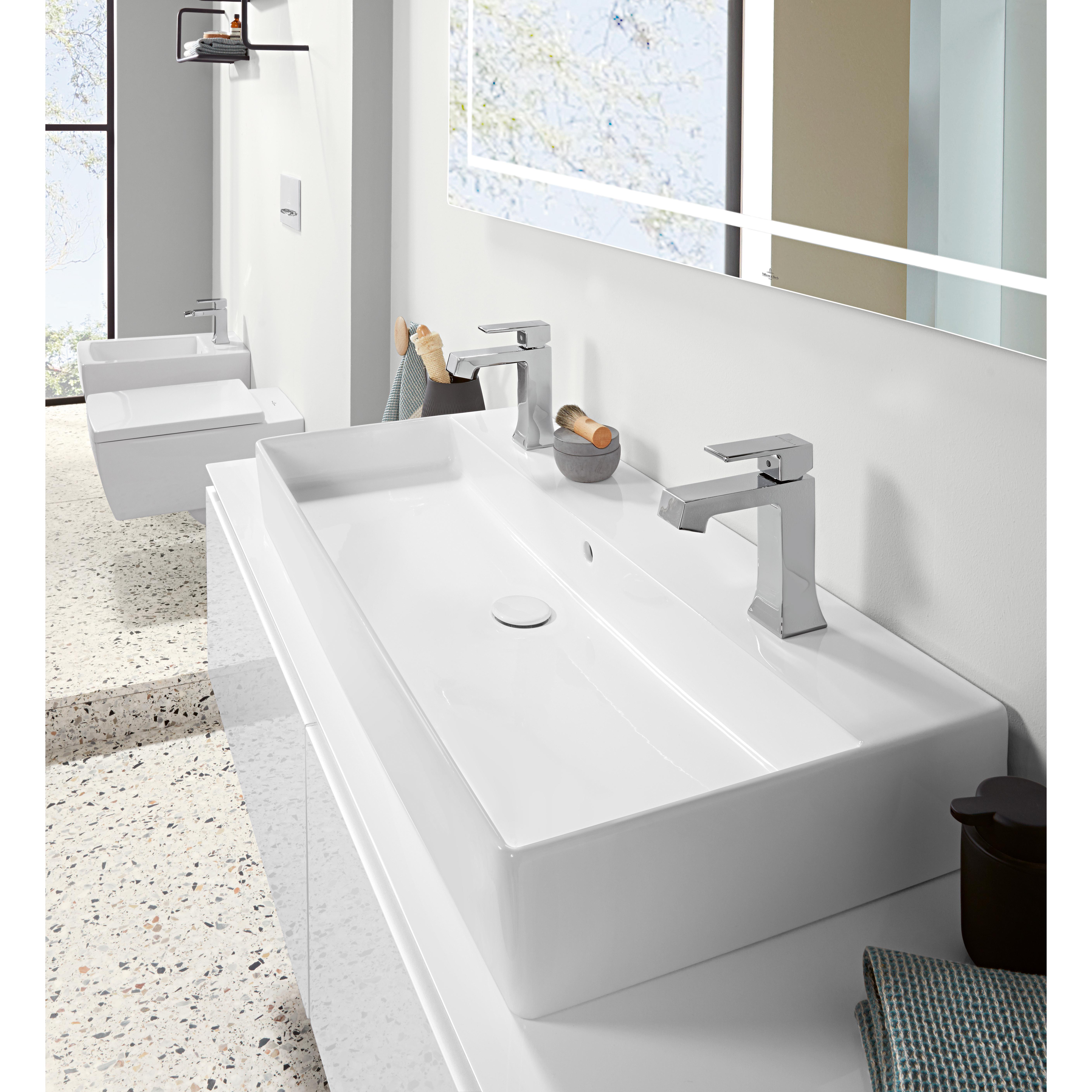 Tvättställ villeroy & Boch Memento 2.0 4A22CGI4 Graphite CeramicPlus, Utan Bräddavlopp, 1200 mm, Med 2 Blandarhål, för Två Enhålsblandare