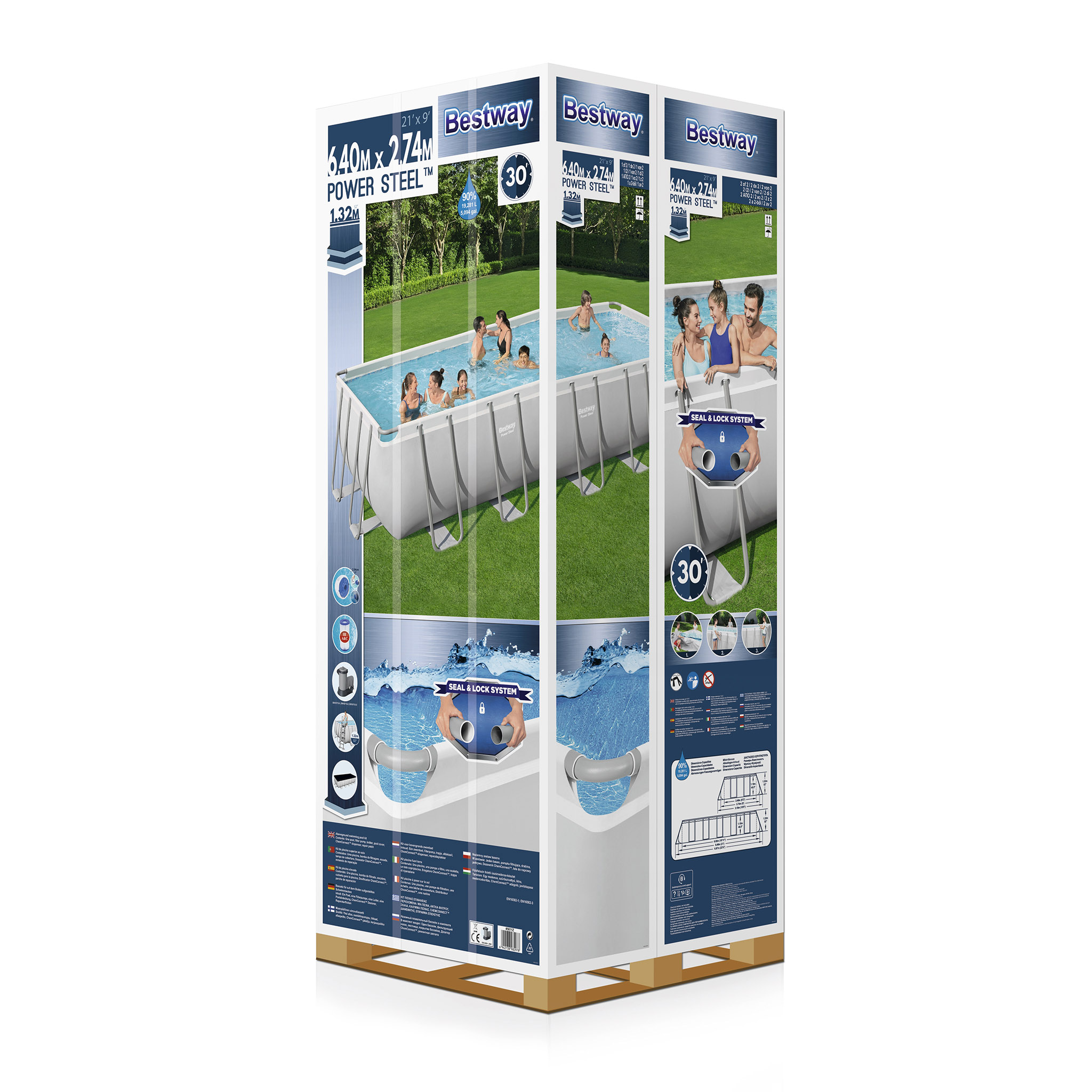 Poolpaket Bestway Power Steel 6,4 x 2,74 m Stålramspool Ovanmark med Filterpump