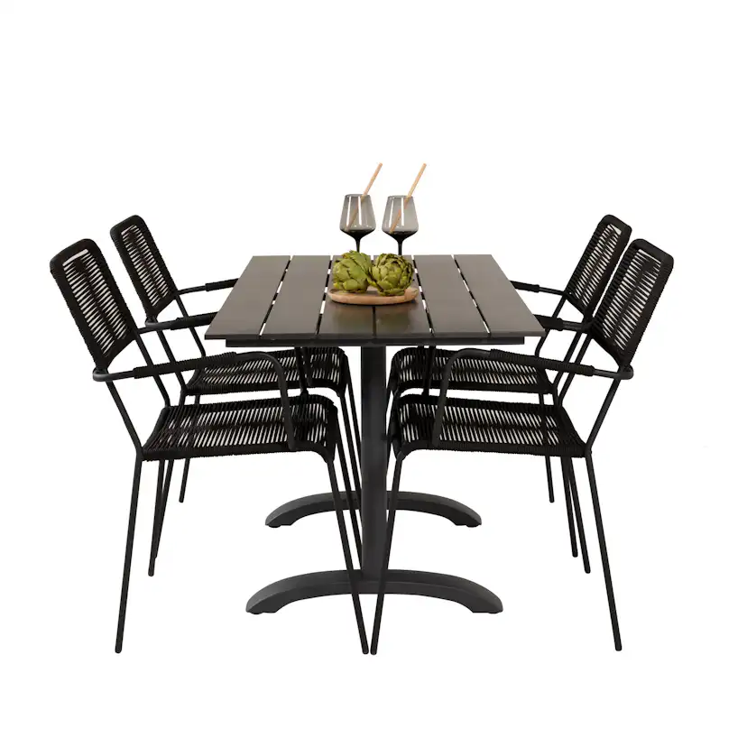 Cafégrupp Venture Home Denzel med 4 Leon Karmstolar