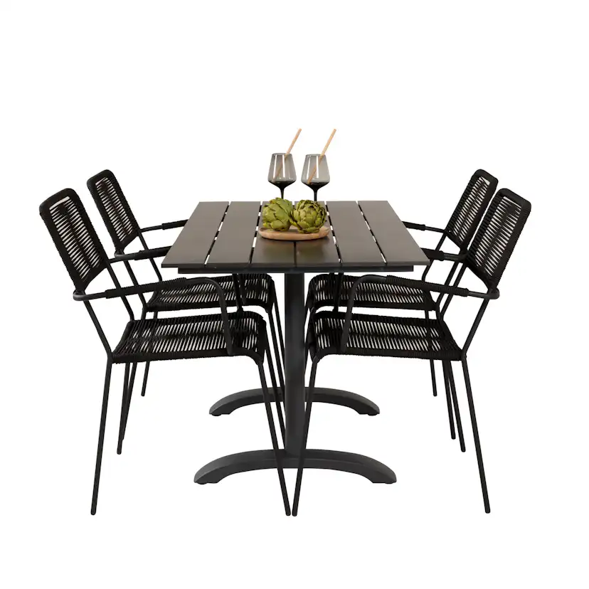 Cafégrupp Venture Home Denzel med 4 Leon Karmstolar