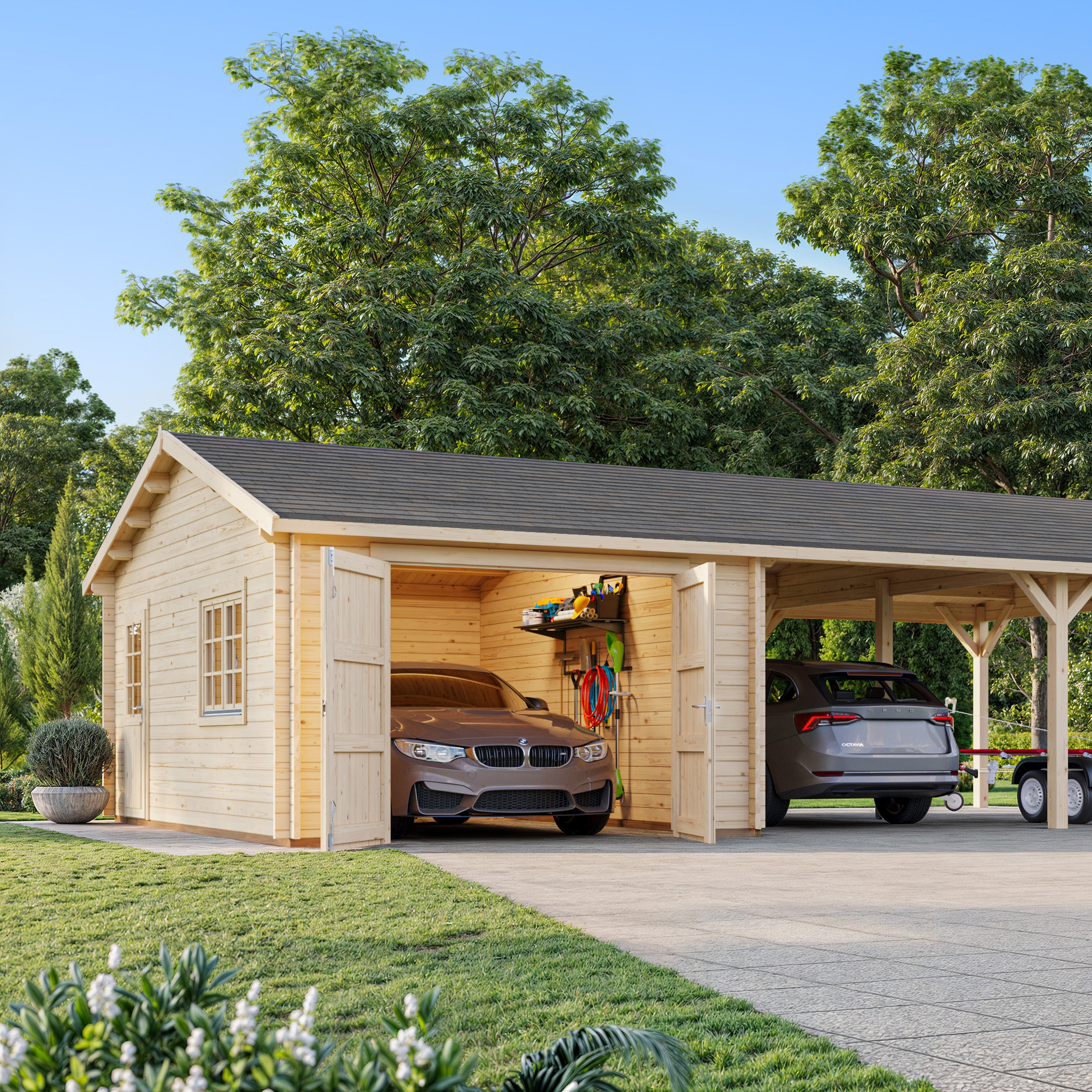 Roger 19,0+33,2 m2 with wooden gate NO Obehandlad