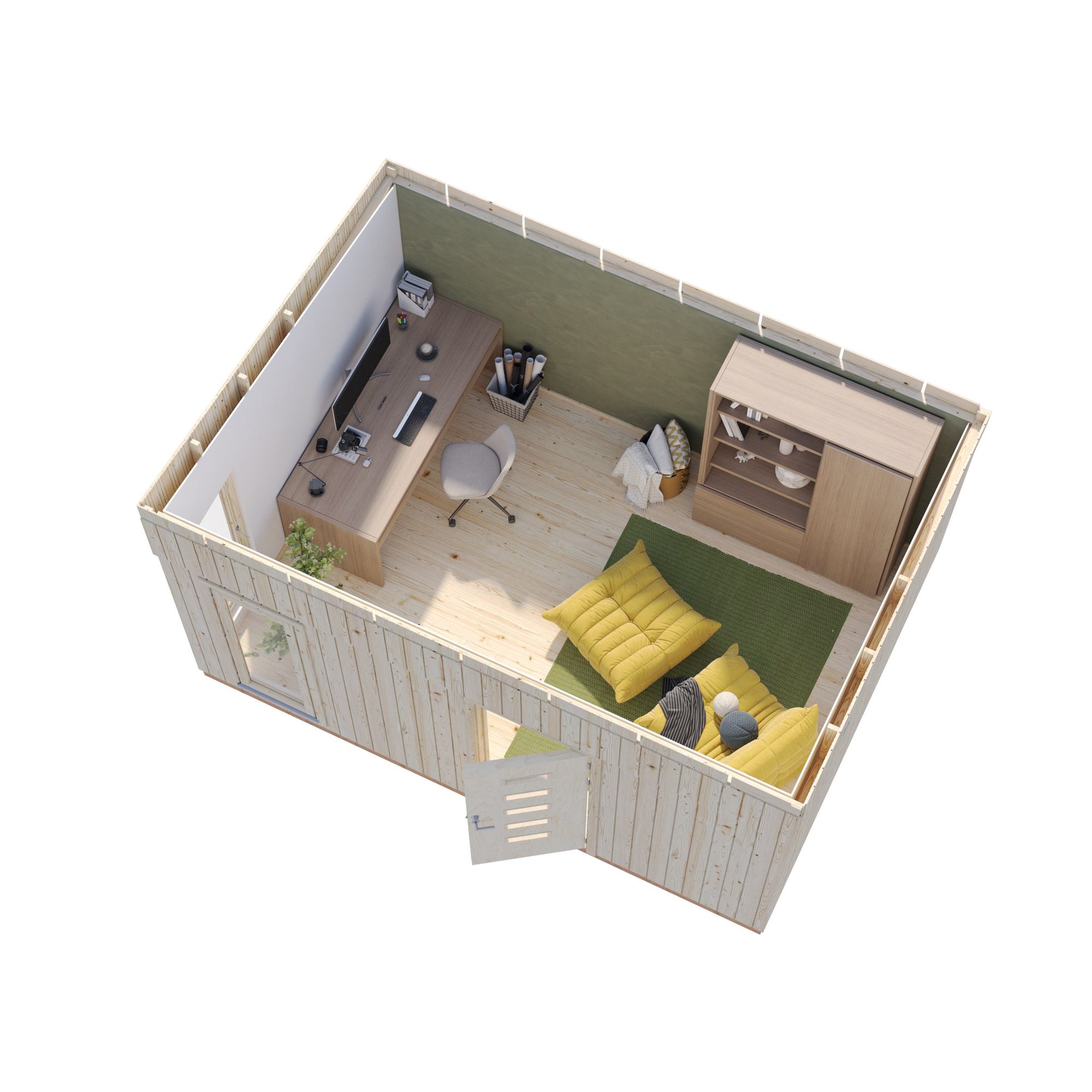 Friggebod Palmako Etta 13,6 m² Komplett Stuga med Pulpettak
