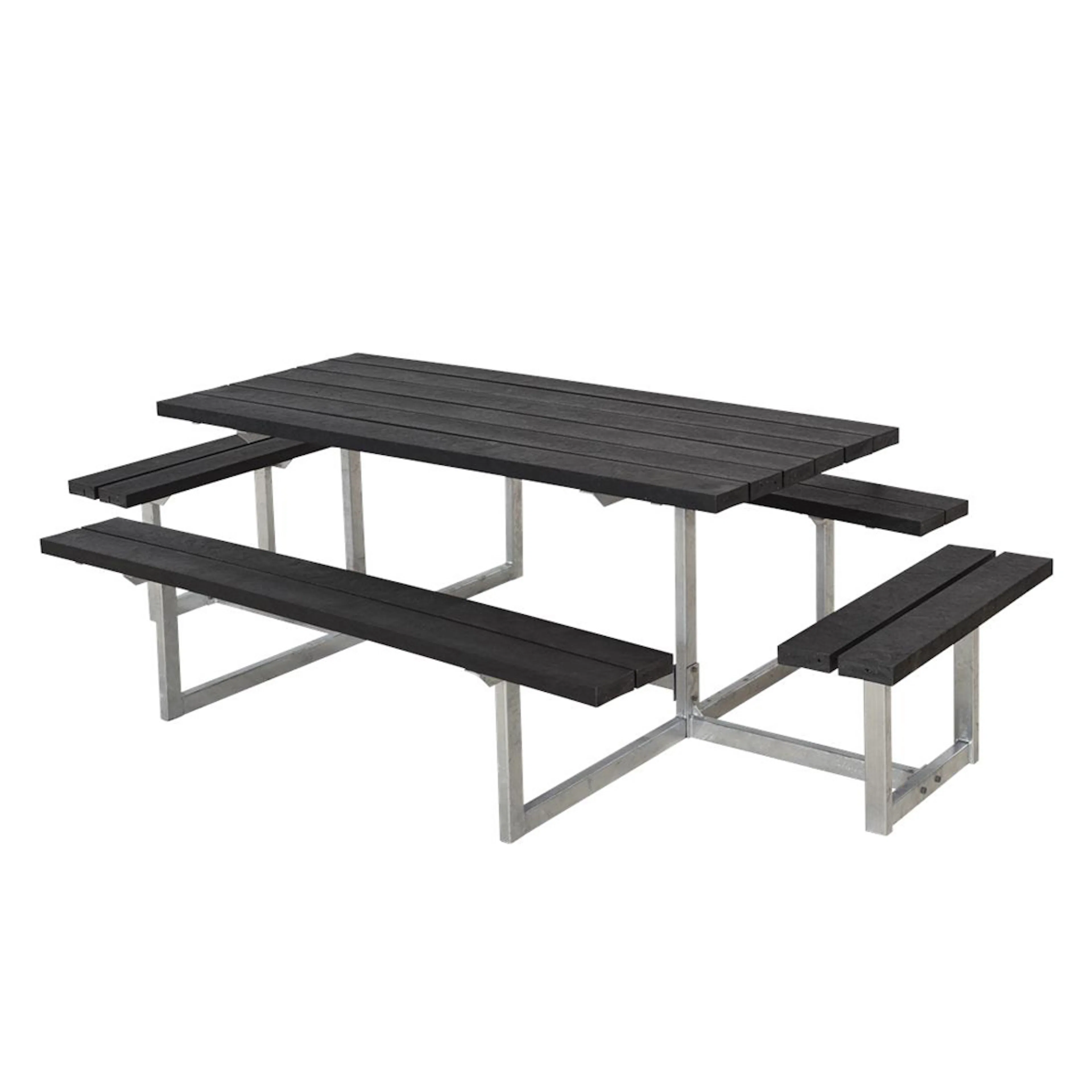 Picknickbord PLUS Basic med Extra Sittplatser Svart Plast Utomhus