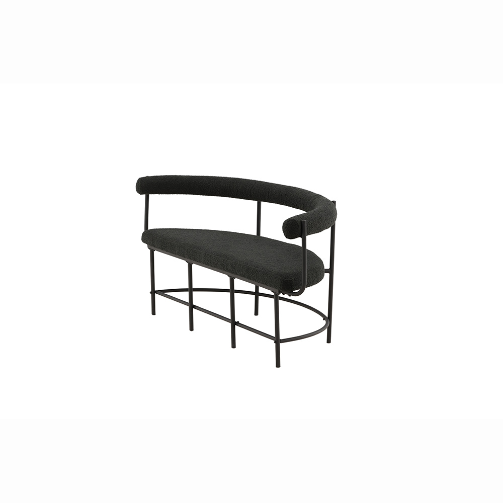 Sittbänk Vind Stallhagen x Josefin Lustig Svart Bänk med Ryggstöd Boucle/Stål 165 cm