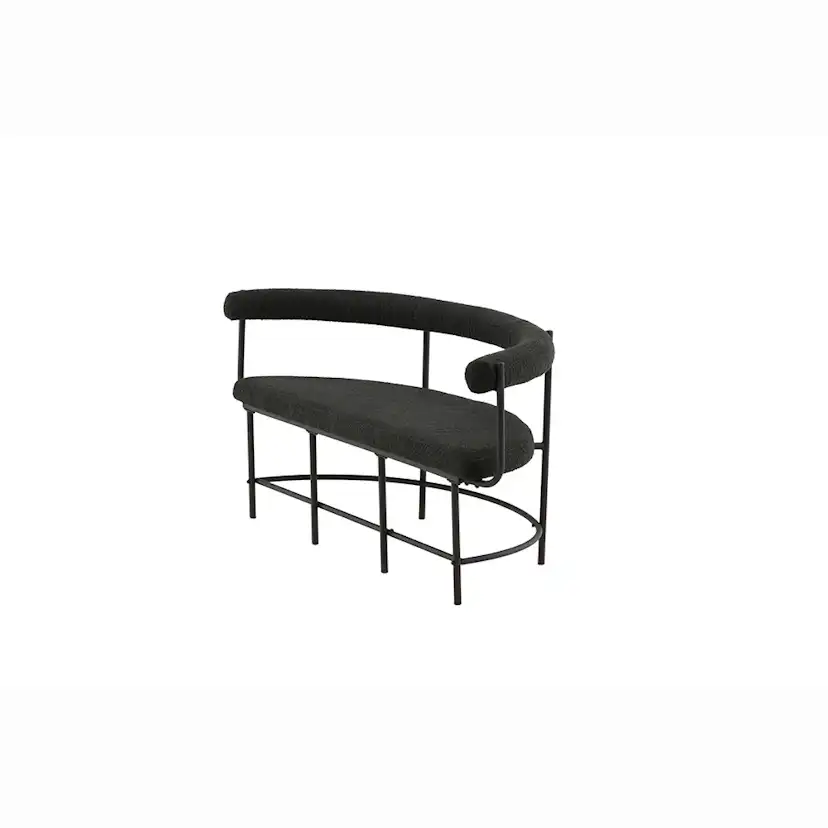 Sittbänk Vind Stallhagen x Josefin Lustig Svart Bänk med Ryggstöd Boucle/Stål 165 cm