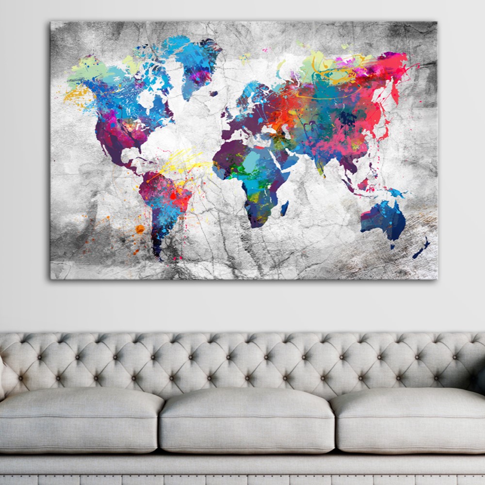Anslagstavla Arkiio World Map Grey Style