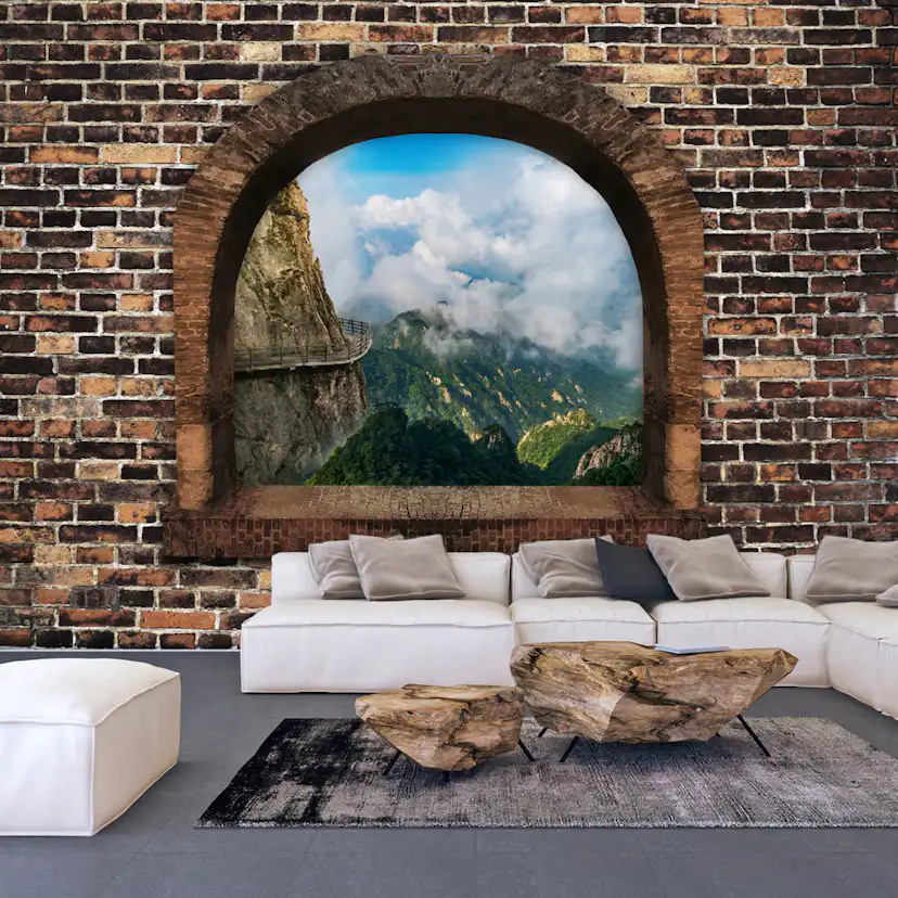 Fototapet Arkiio Självhäftande Stony Window Mountains
