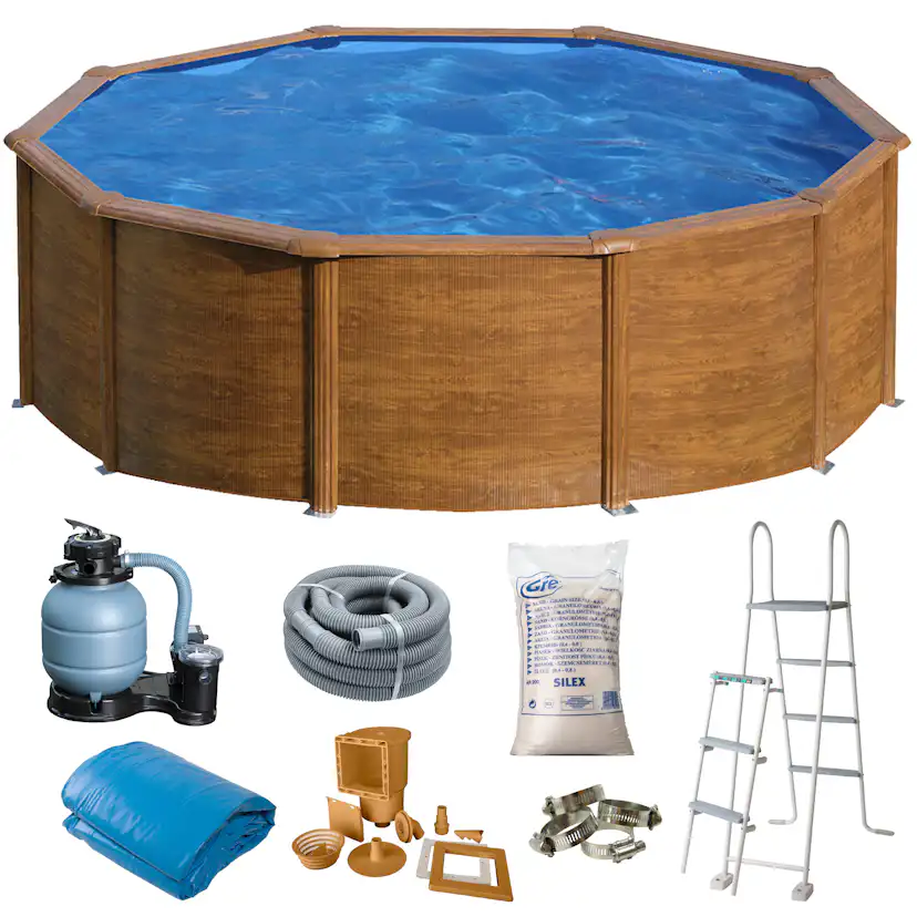 Basic Pool Rund Ø460 x 120 cm, Brun Ø460 cm, Djup: 120 cm, Färg: Brun