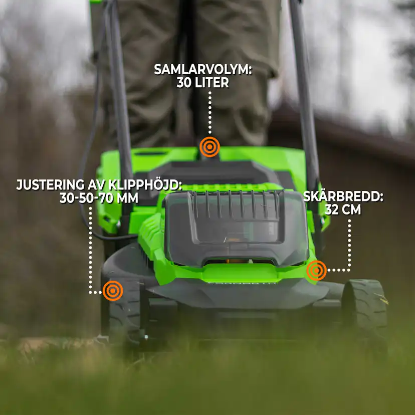 Gräsklippare Fornorth GH1000E 20 V med Batteri och Laddare