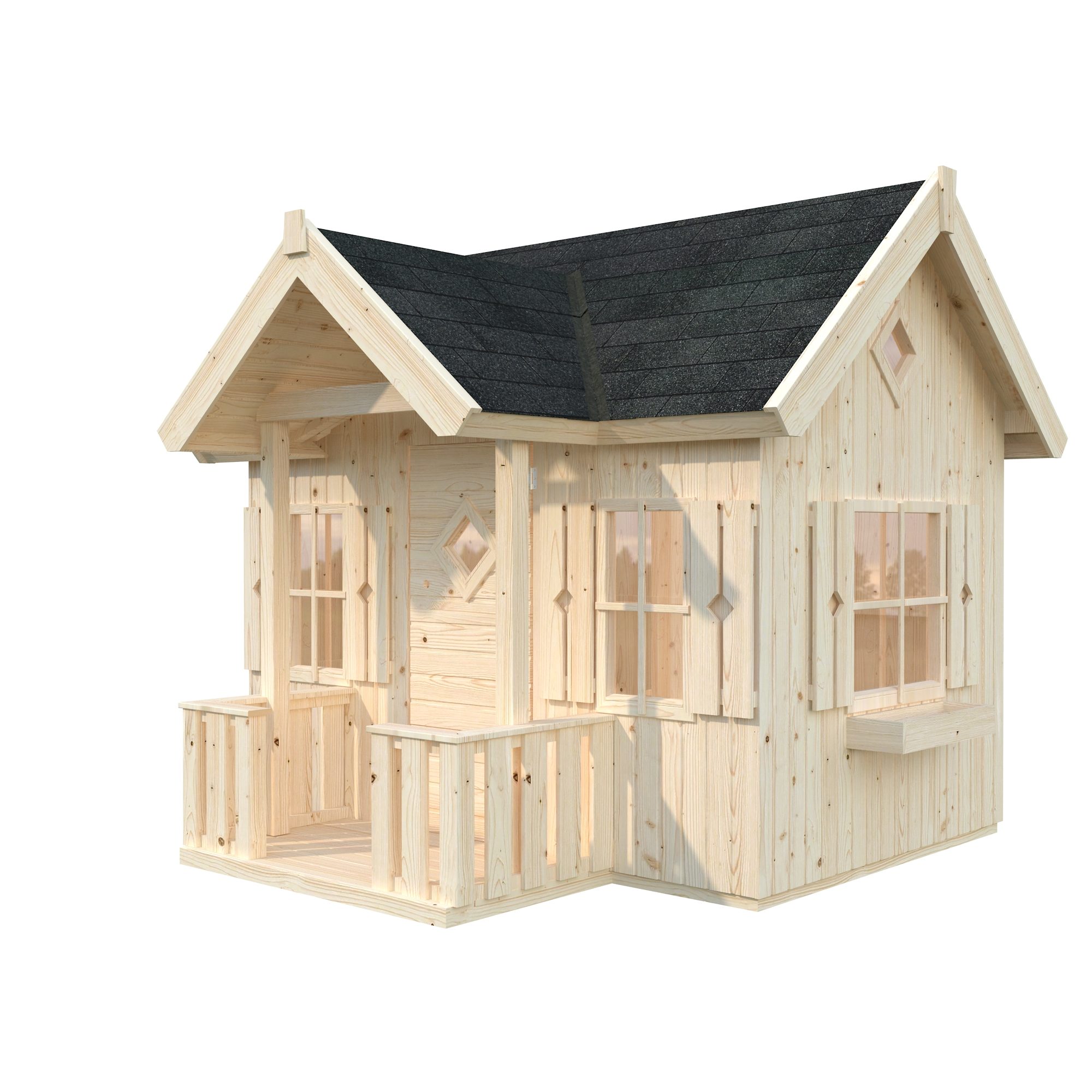 Lekstuga Palmako Jennie 3,7 m² Trästuga med Altan & Sadeltak