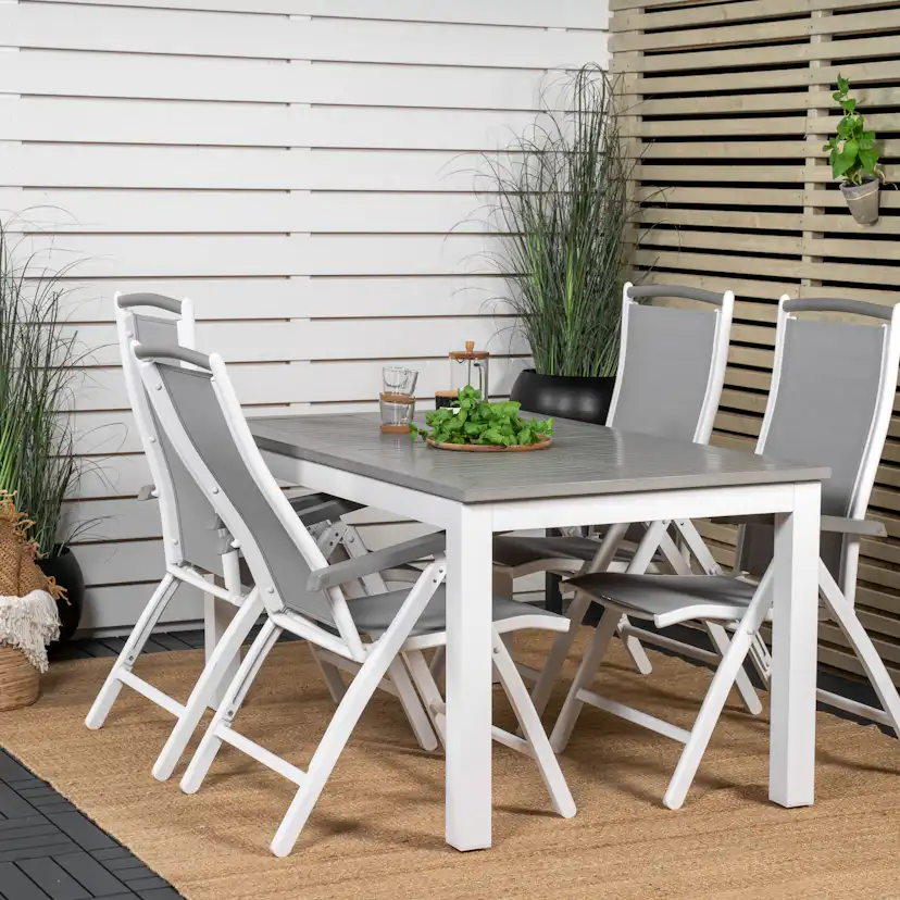 Albany Dining Table 152/210*90 - White Alu / Grey Aintwood+A Grå