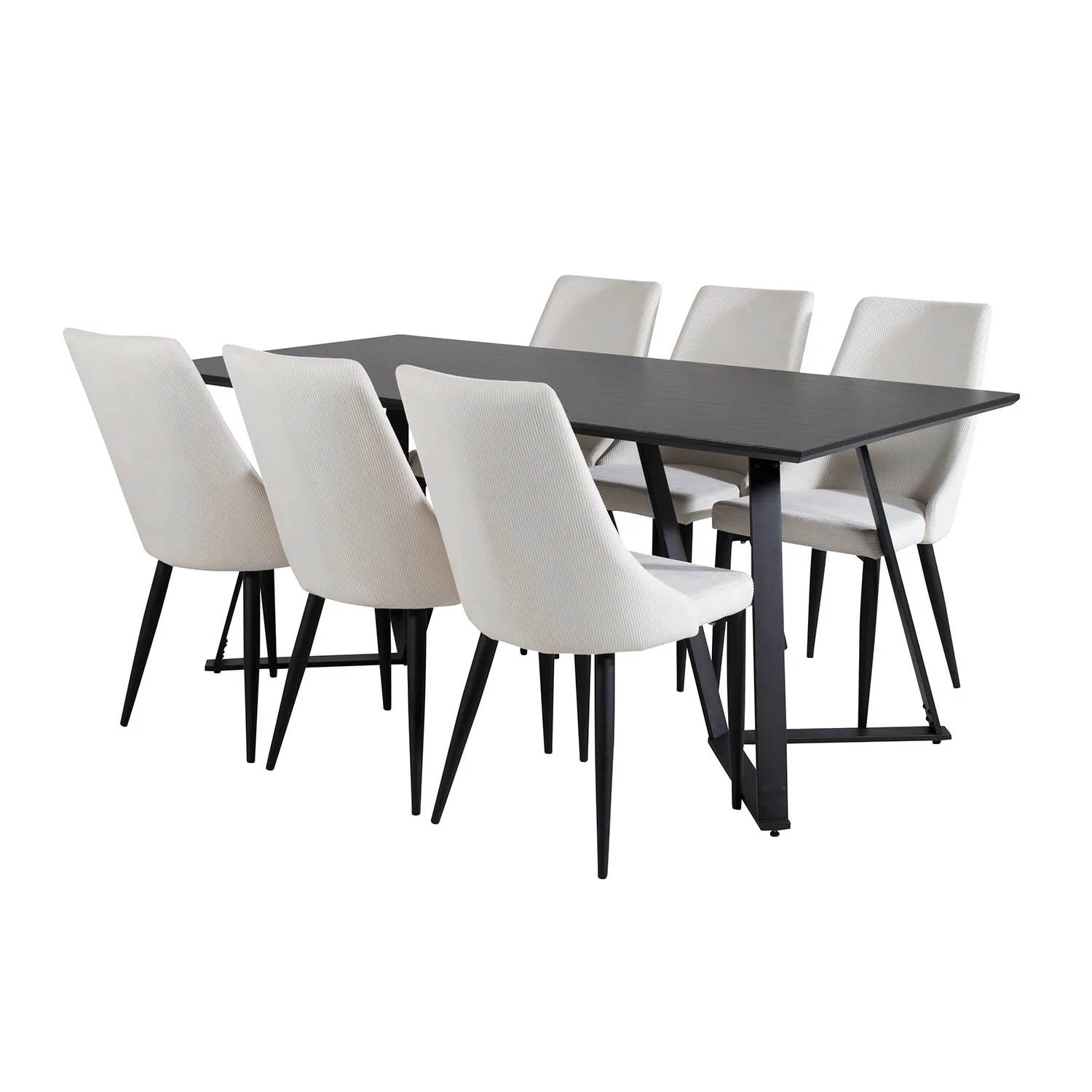 Marina Table - Black top /Leone Chair - Beige / Black_6 Svart/Beige