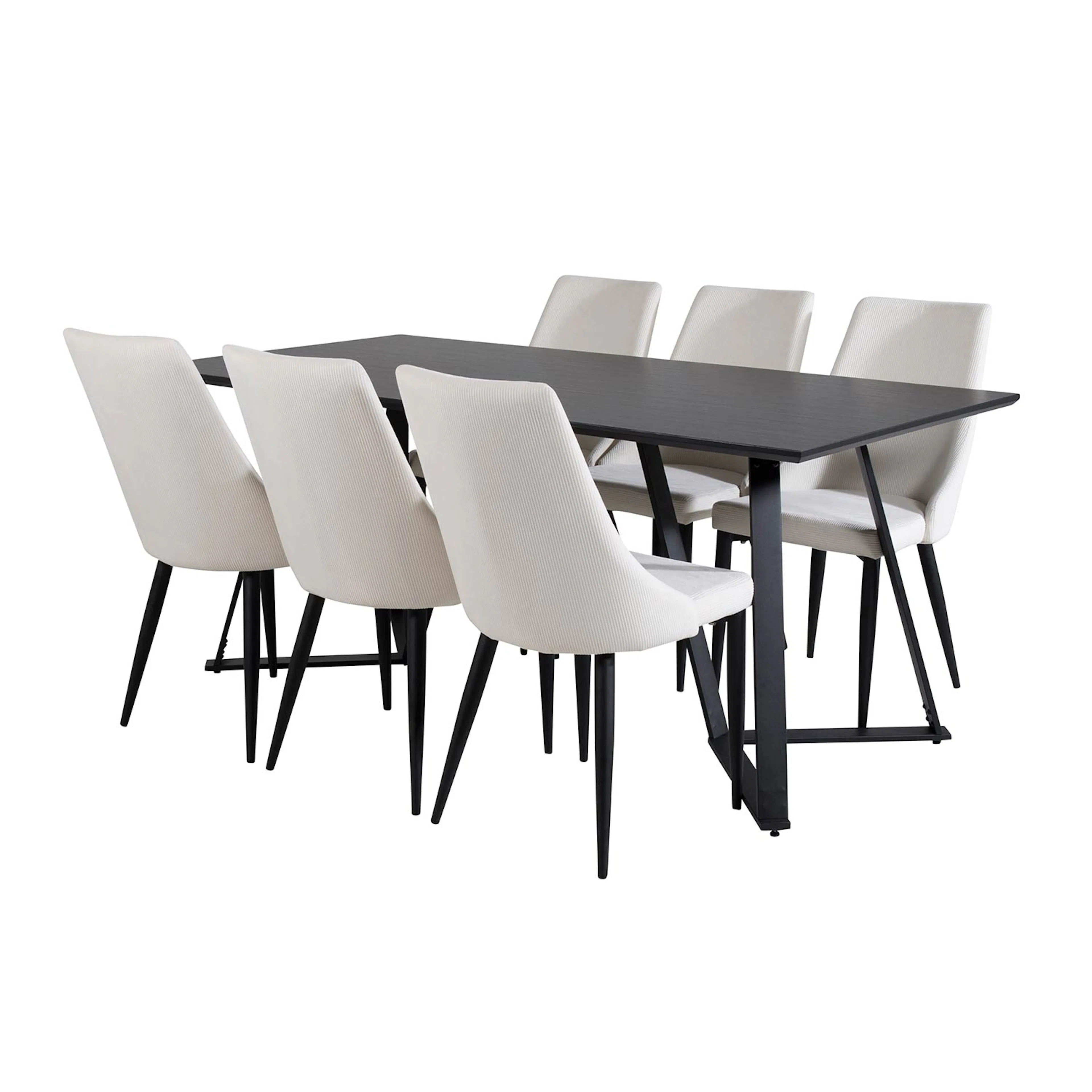 Marina Table - Black top /Leone Chair - Beige / Black_6 Svart/Beige
