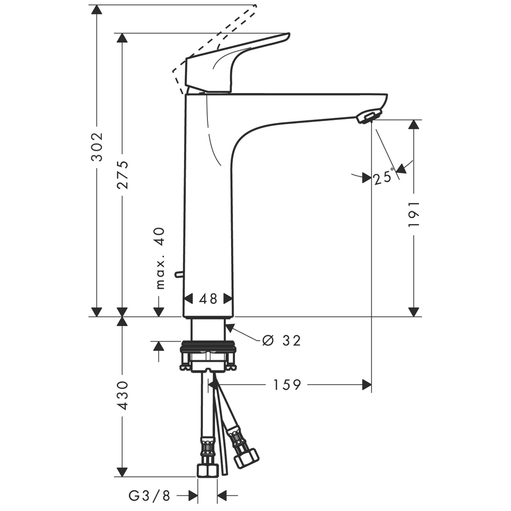 Tvättställsblandare Hansgrohe Focus 190 Hög