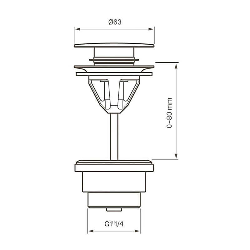 Bottenventil Tapwell 74200 Universal Pop-up Krom