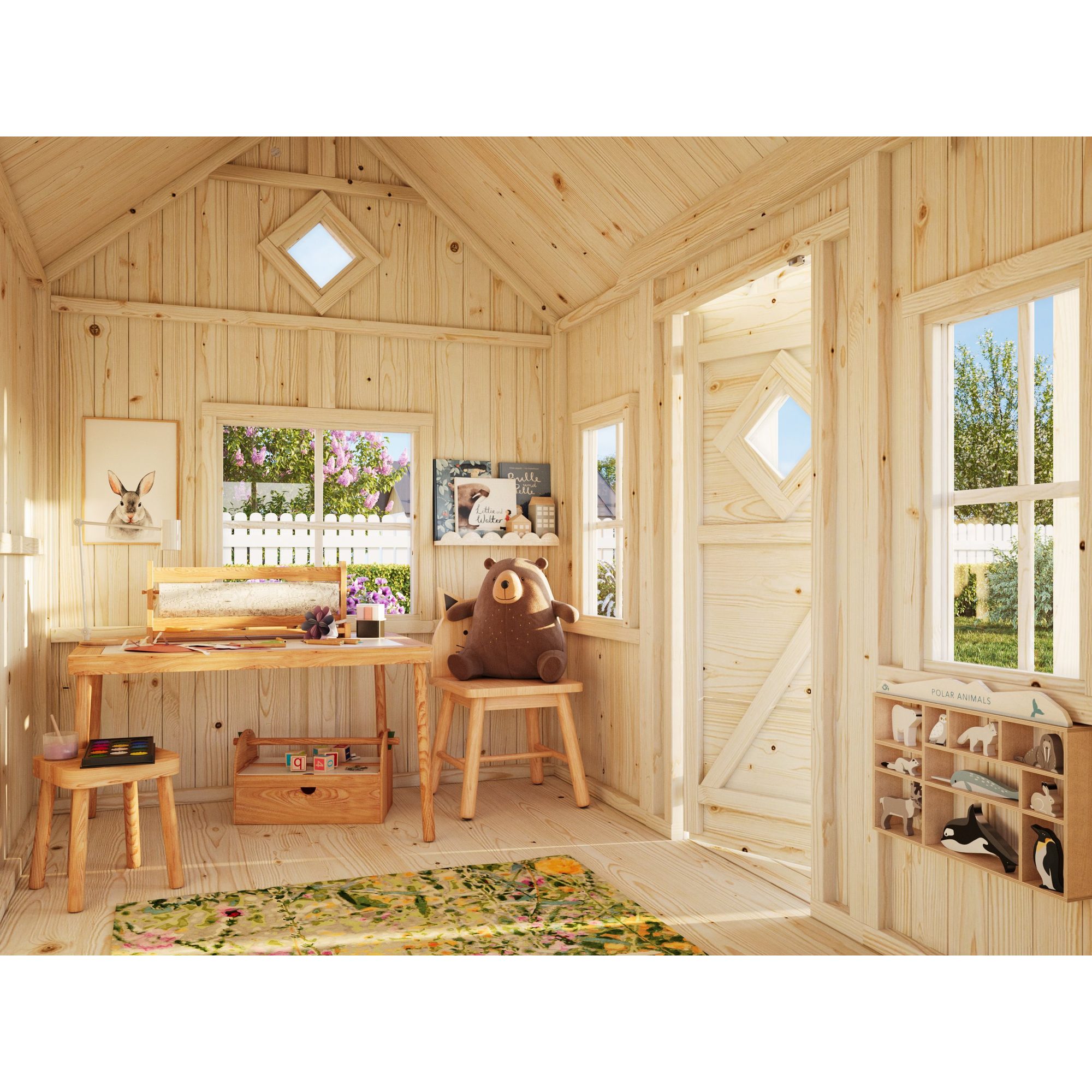 Lekstuga Palmako Jennie 3,7 m² Trästuga med Altan & Sadeltak