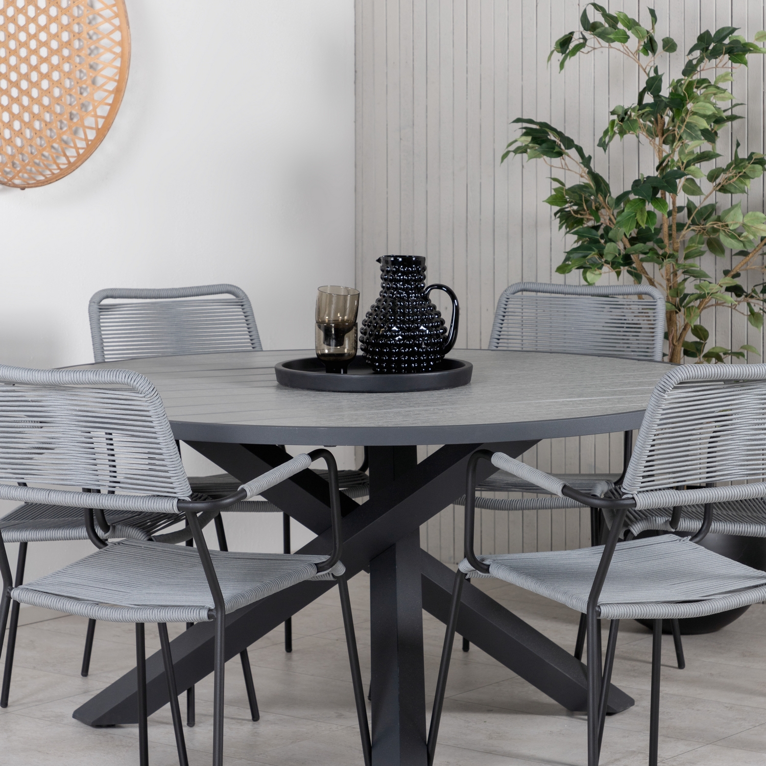 Matgrupp Utomhus Venture Home Pincy med 6 Leon Trädgårdsstolar