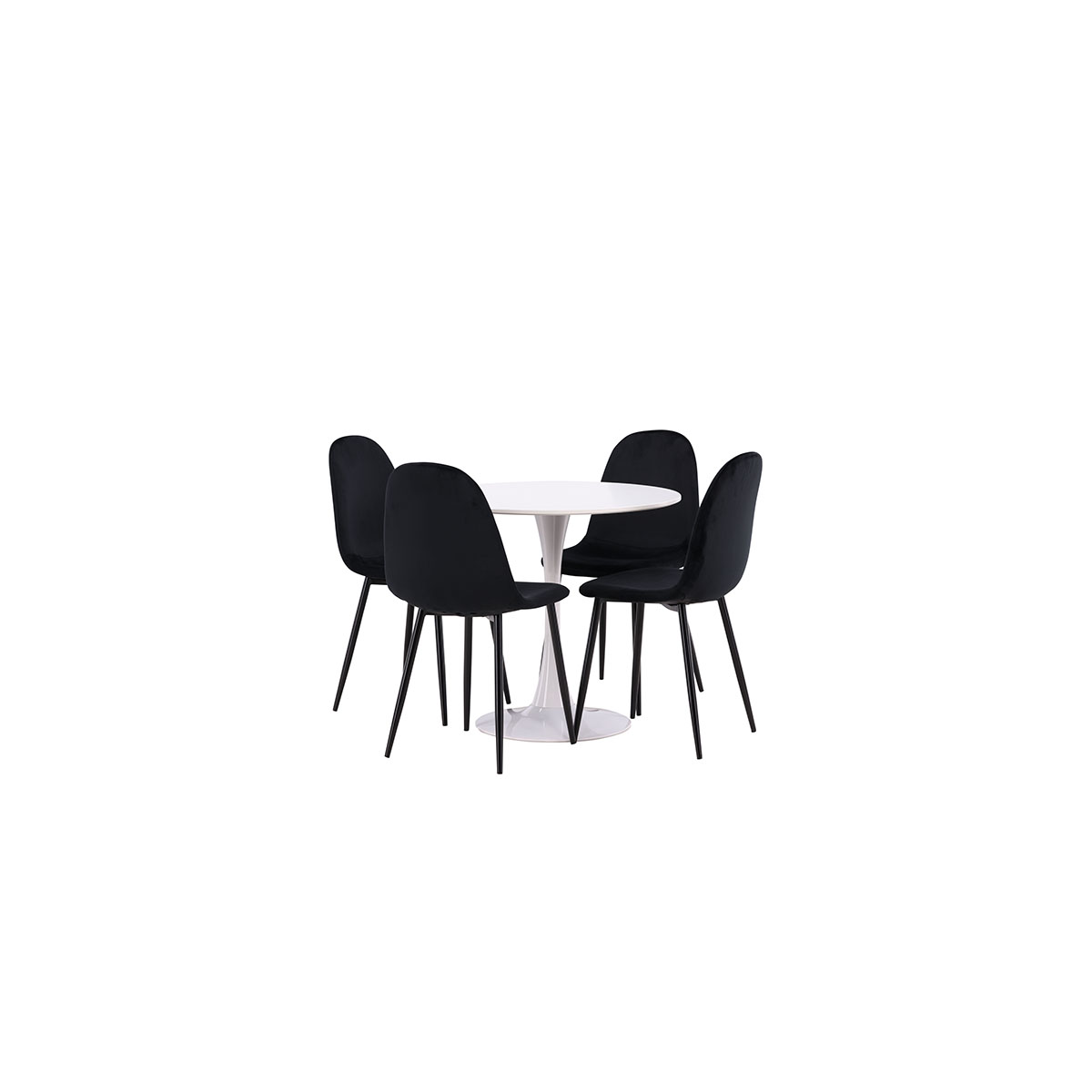 Matgrupp Venture Home Hamden Ø80 cm med 4 Polar Sammet stolar