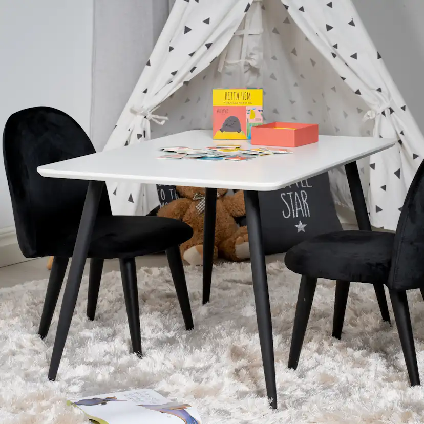 Polar Dining Table 80*60 XXS - White / Black+Velvet Dining C Svart