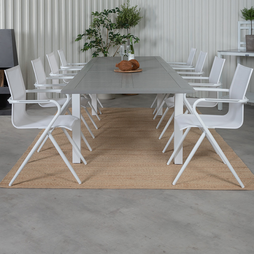 Matgrupp Venture Home Aleyna 224 Vit med 8 Aspen Matstolar