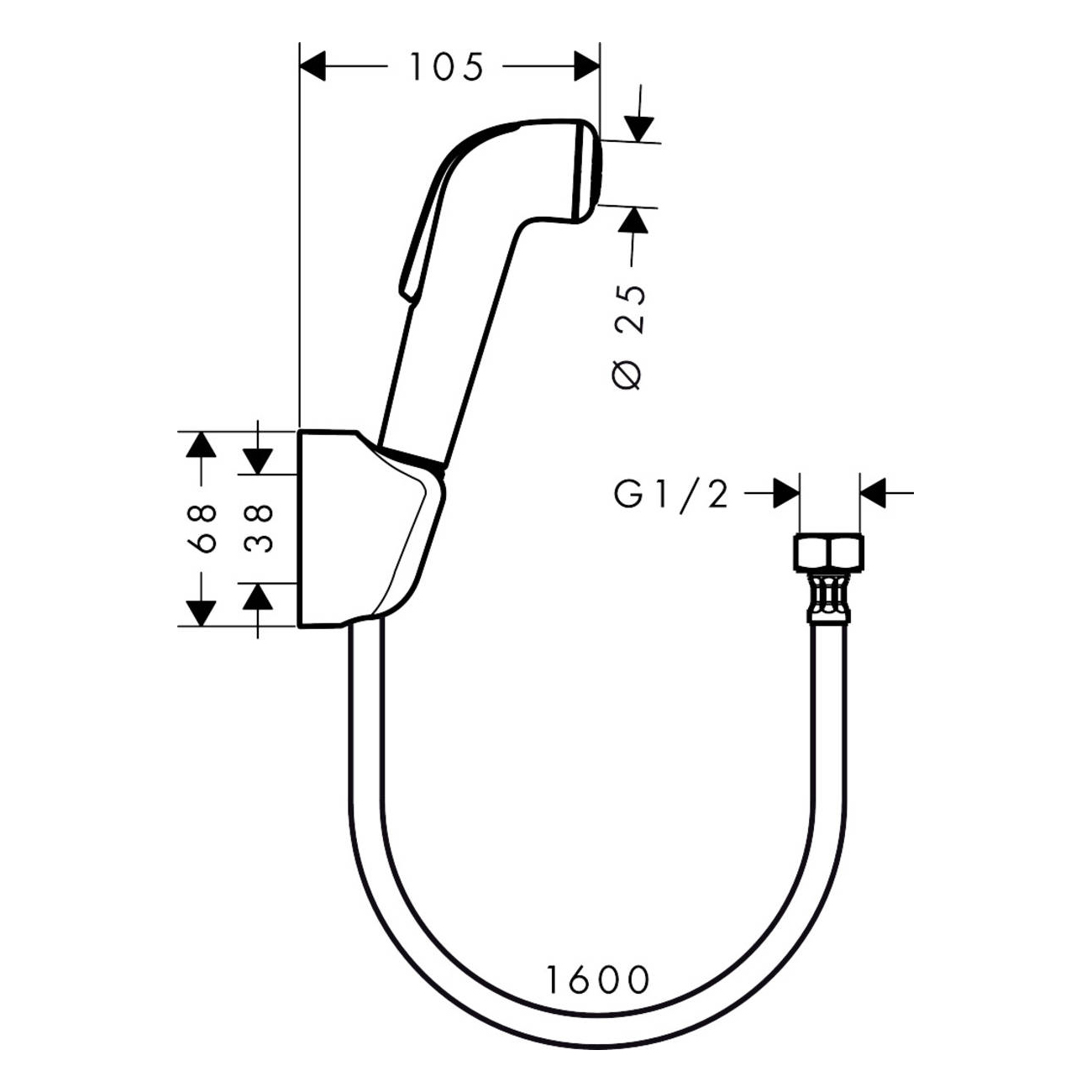 Handdusch Hansgrohe Bidette 1jet Vit med Hållare och Duschslang