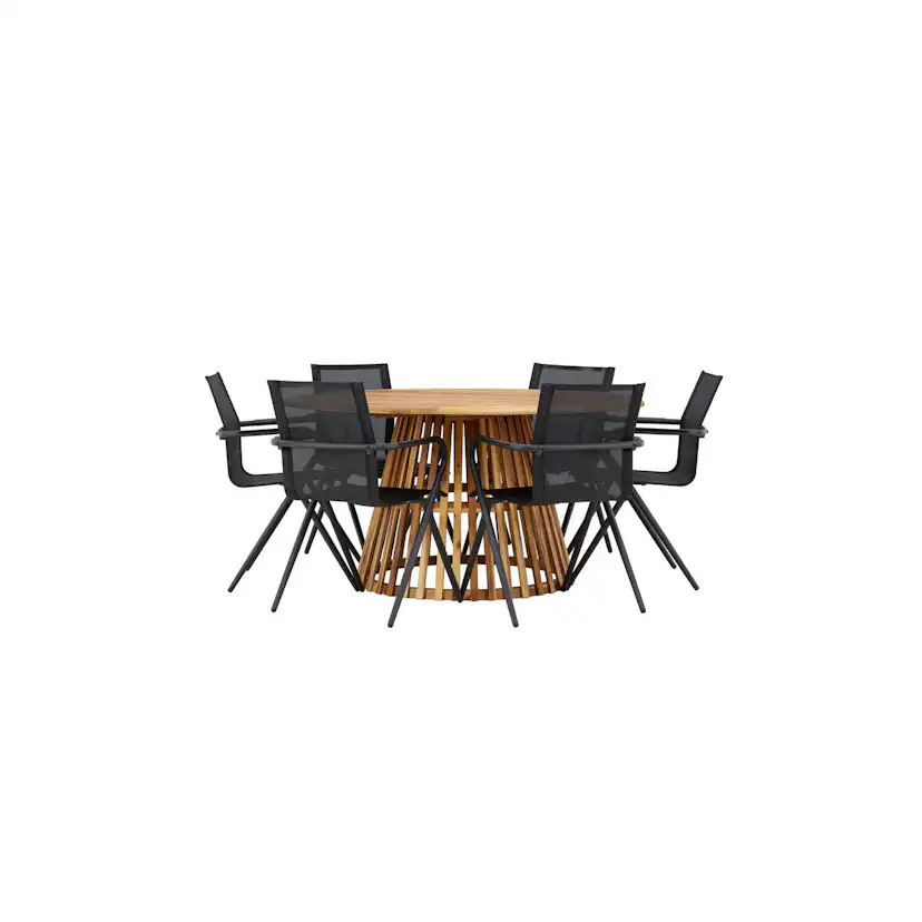 Tucumán Dining Table - Acacia ø120 +Alina Dining Chair - Bla Trädgårdsgrupp Venture Home Tucumán med 6 Alina Stolar