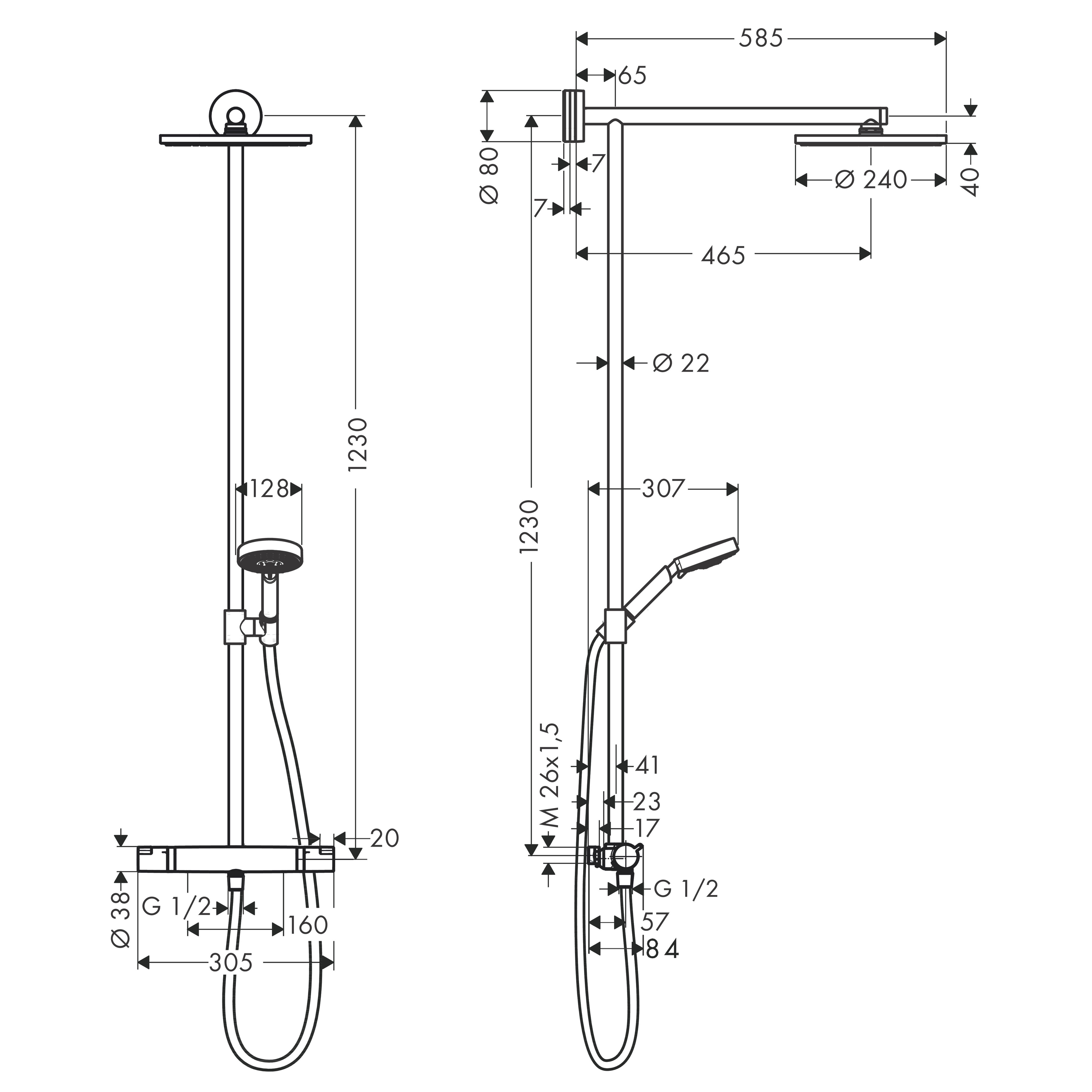 Takduschset Hansgrohe Raindance Air 240 Comfort Showerpipe