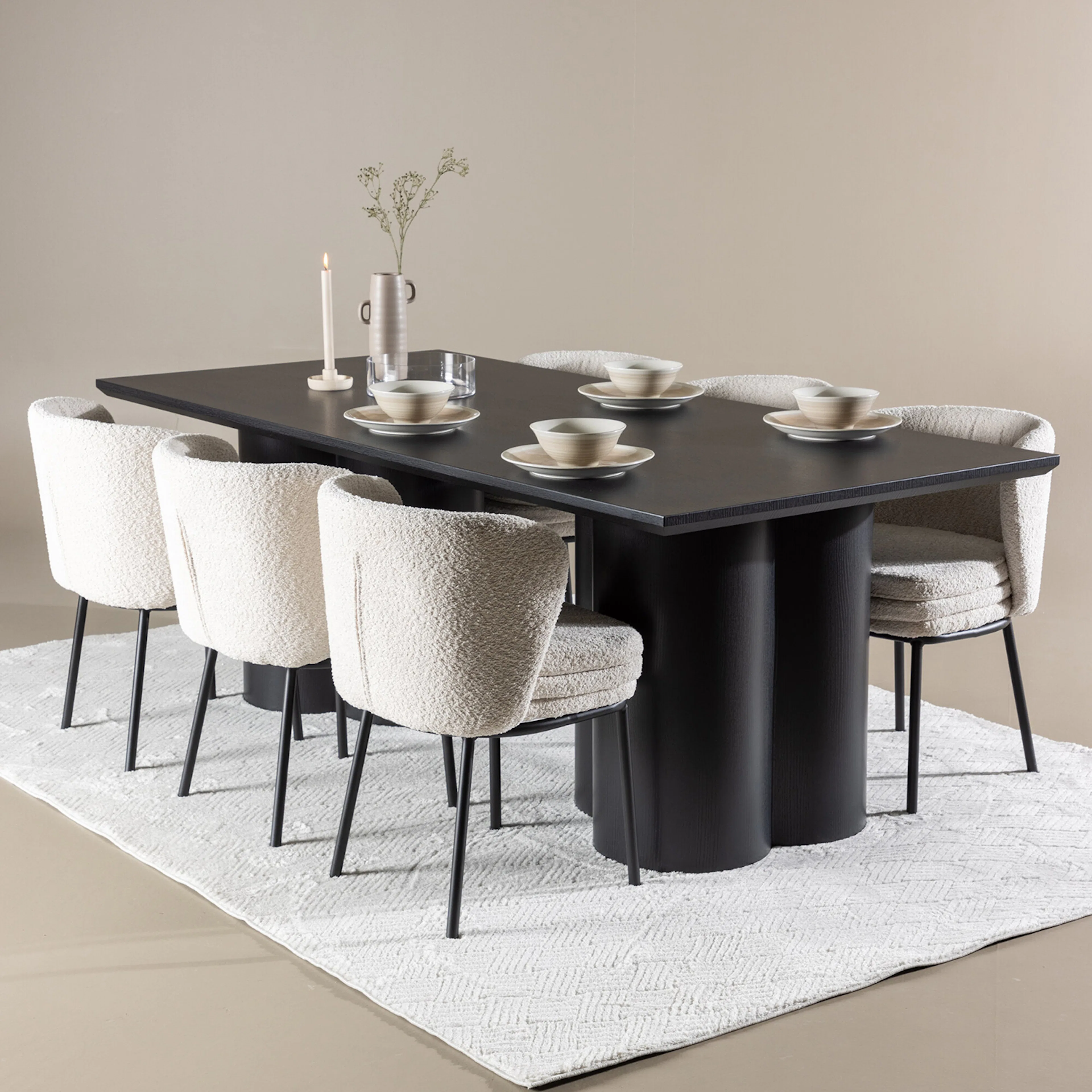 Olivia Dining Table with Agnes Dining Chair Svarta/Vit