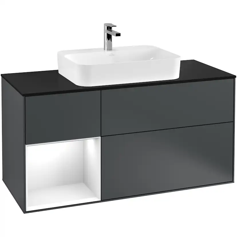 Tvättställsskåp Villeroy & Boch Finion med 3 Lådor Hylla och Bänkskiva för Ytmonterat Tvättställ