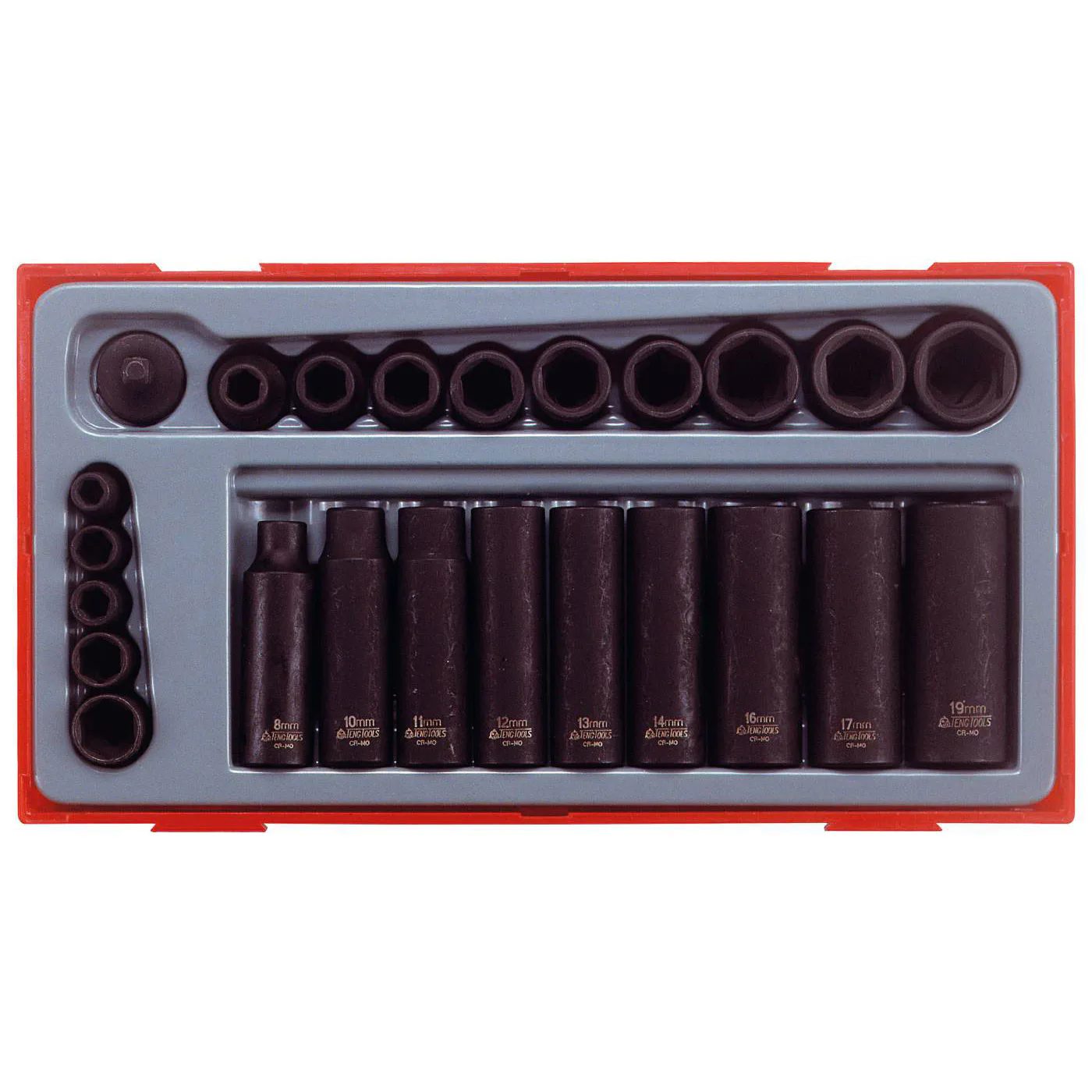 Krafthylssats 24 delar med 1/4 tum och 3/8 tum fyrkantsfäste Teng Tools TT9024