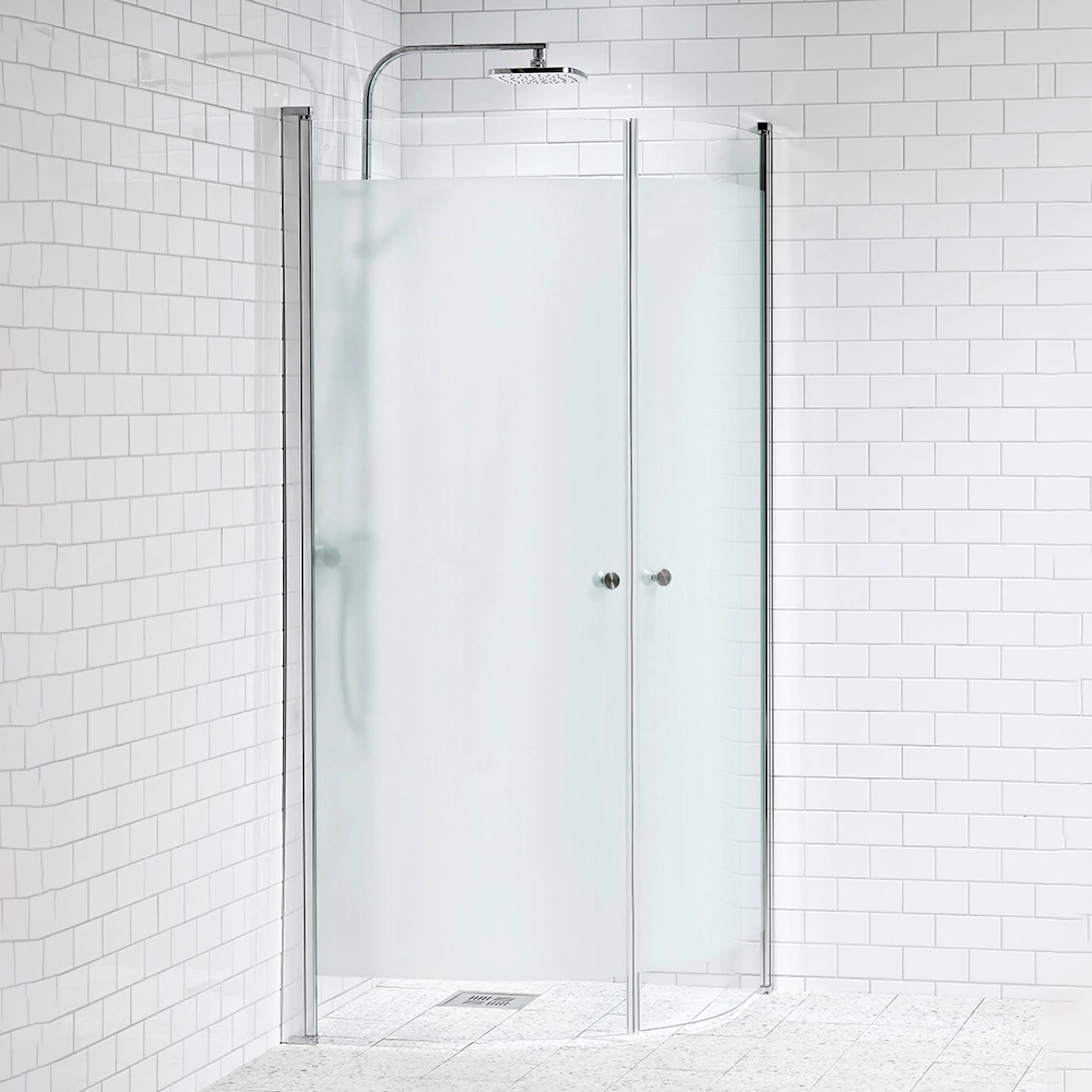 A DHÖRN LUSSO1 SVÄ 90X90 FR1 LxB: 900x900 mm, Frostat glas, Knopp