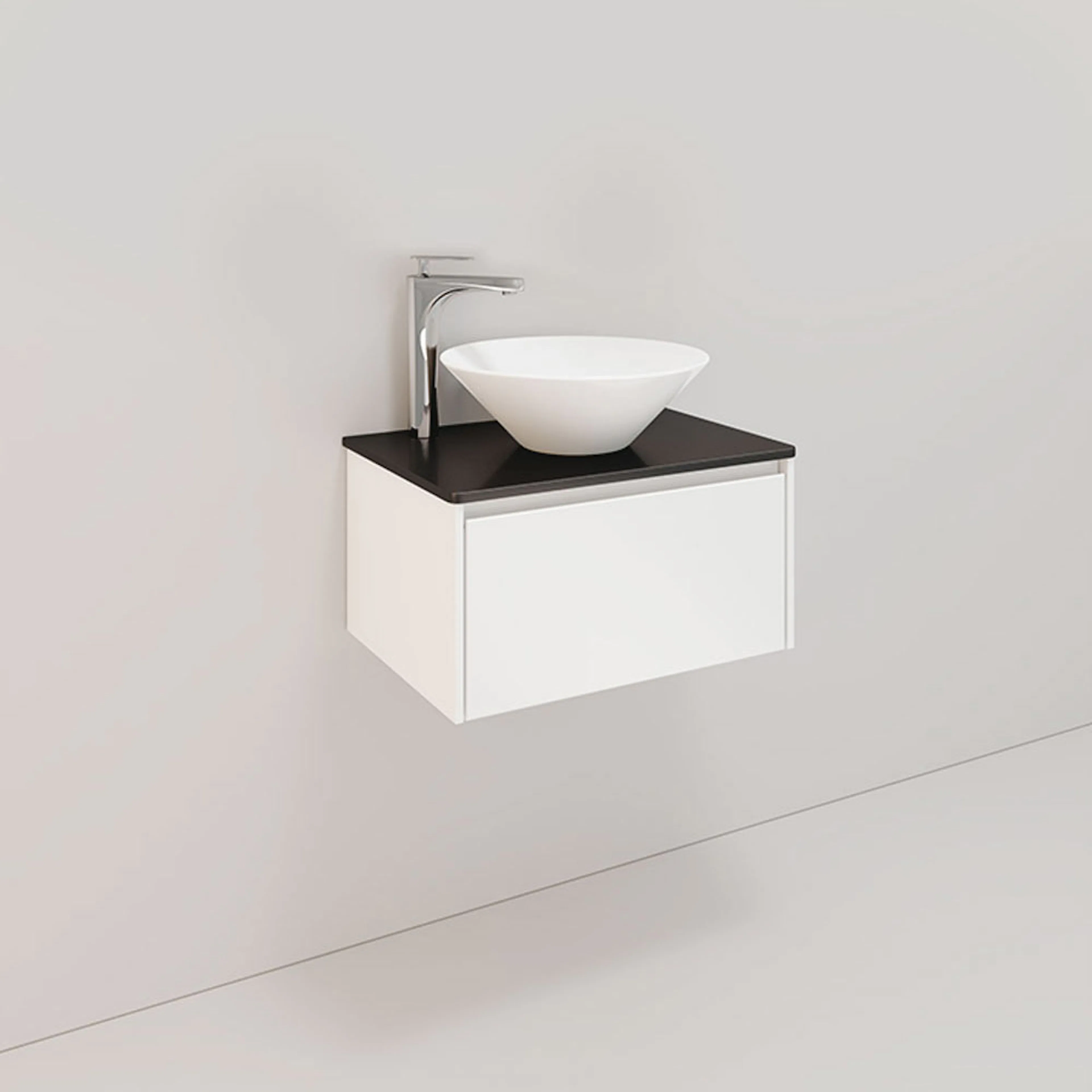 Tvättställsskåp Noro Lifestyle Concept 600 Vit, 1 låda, Loop BxH: 60x34,5 cm, 1 låda, Centrerat Tvättställ