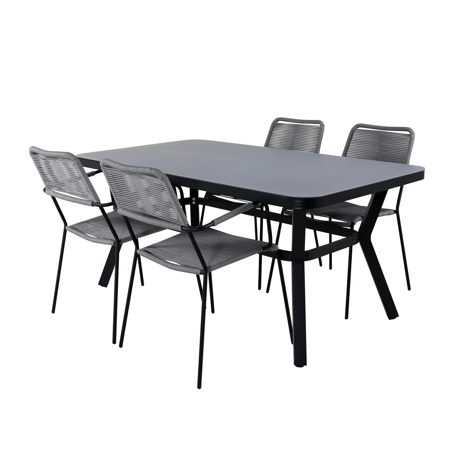 Virya Dining Table - BLACK Alu / Grey Glass - small table+Li Grå