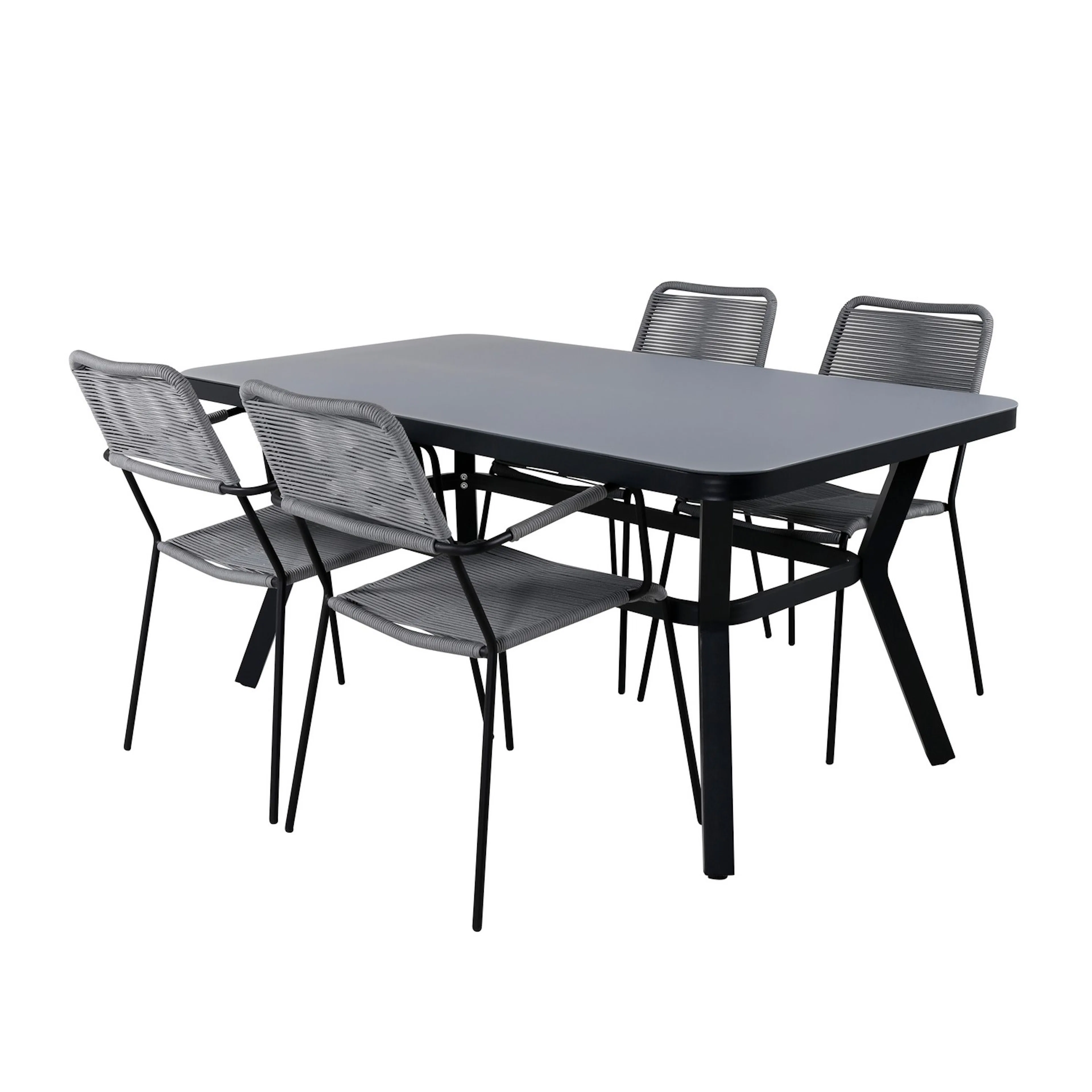Virya Dining Table - BLACK Alu / Grey Glass - small table+Li Grå