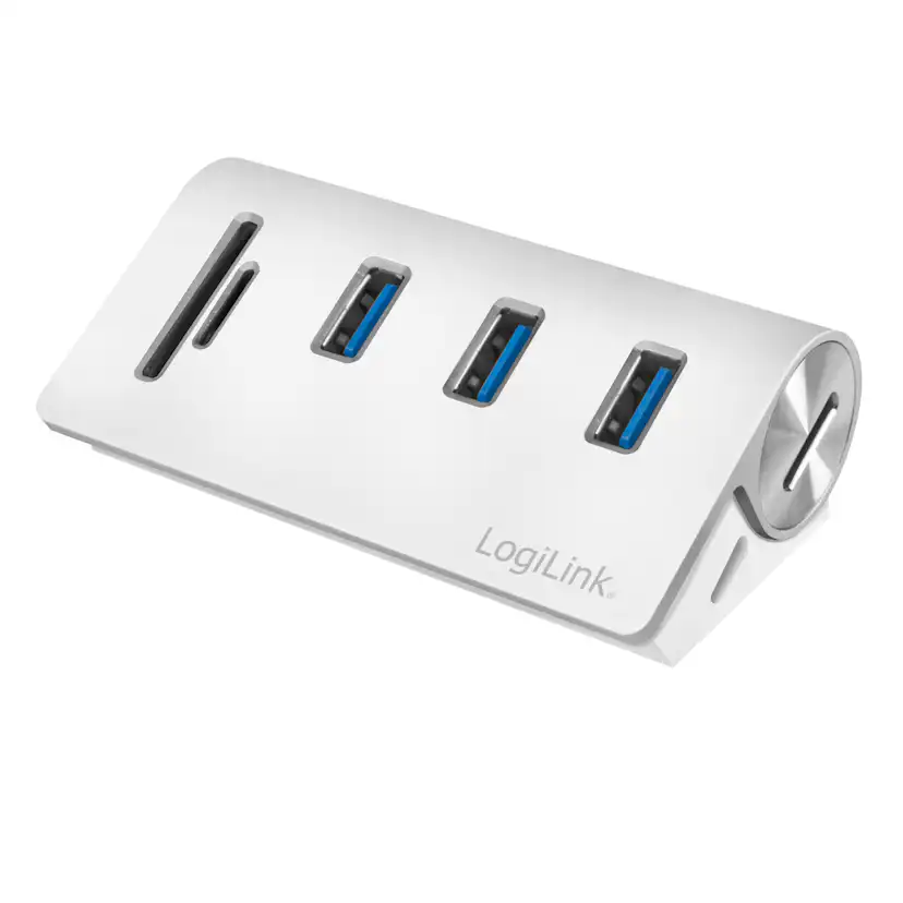 USB3.0 3-port hub LogiLink Med Minneskortsläsare