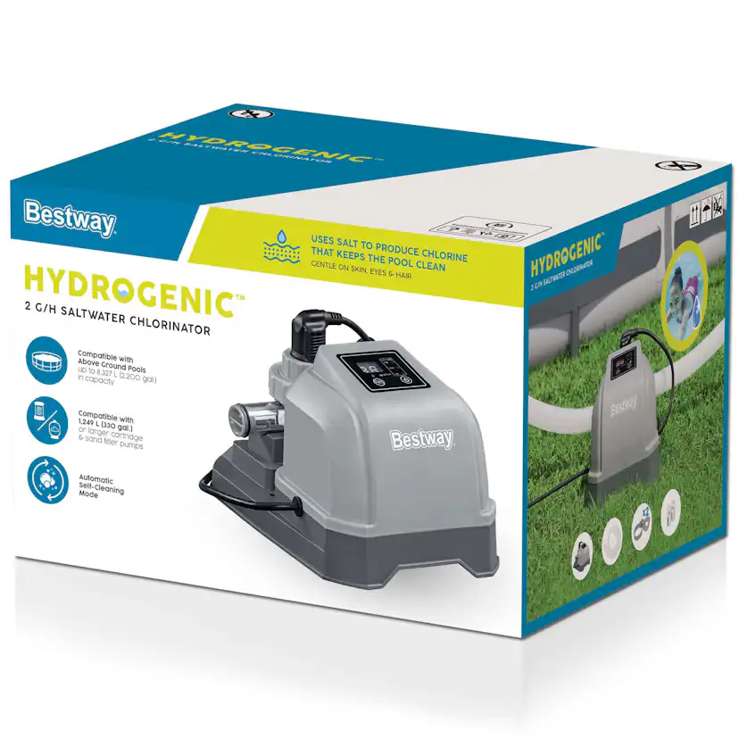 Saltvattenklorinator Bestway Hydrogenic 2 g/h för Poolkemi & Klortabletter