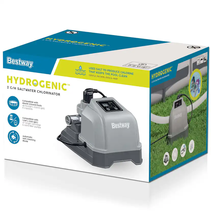 Saltvattenklorinator Bestway Hydrogenic 2 g/h för Poolkemi & Klortabletter