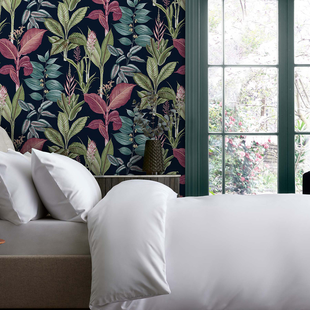 Tapet NEXT Fantasy Rainforest Leaves Navy