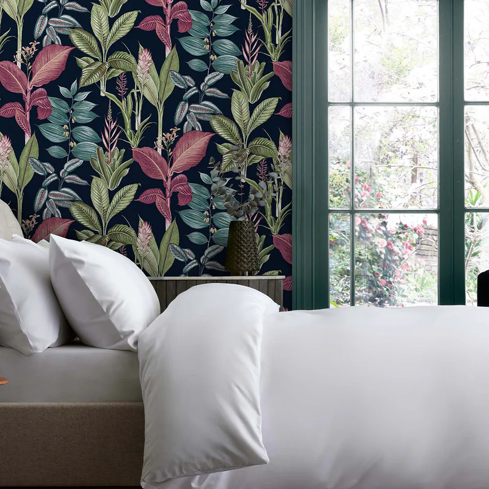 Tapet NEXT Fantasy Rainforest Leaves Navy