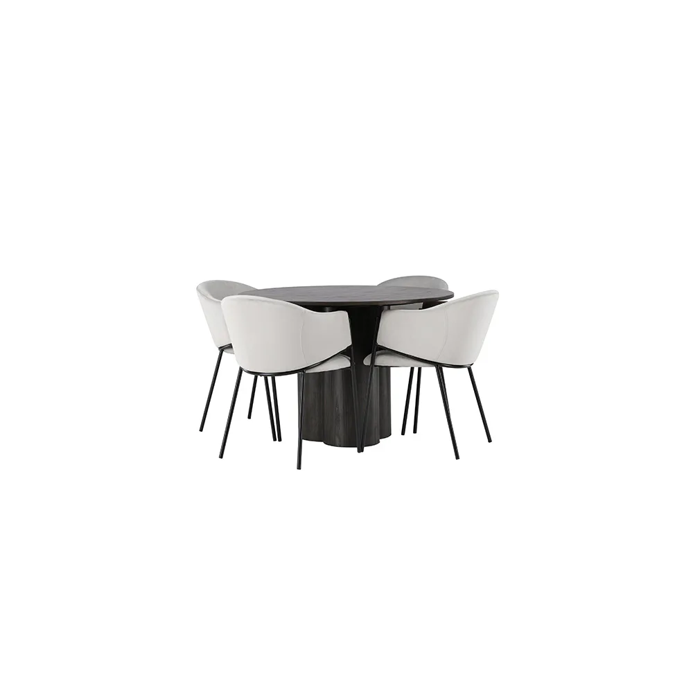 Matgrupp Venture Home Olivia Ø110 cm med 4 st Evelina stolar Mocca