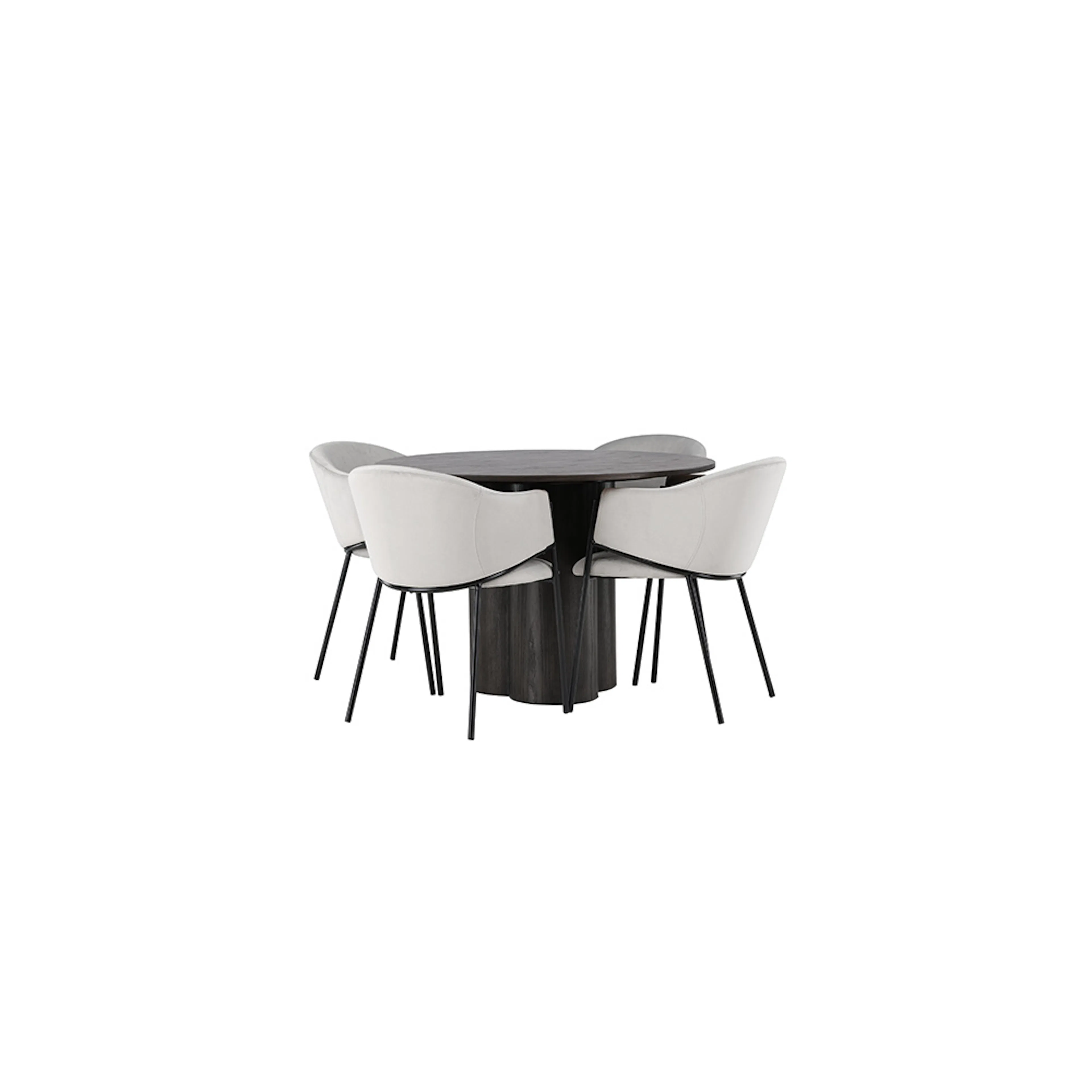 Matgrupp Venture Home Olivia Ø110 cm med 4 st Evelina stolar Mocca