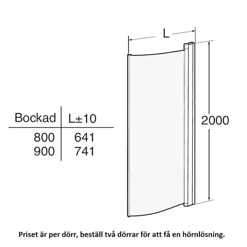 Duschdörr Contura Shower Space SBNK Bockad